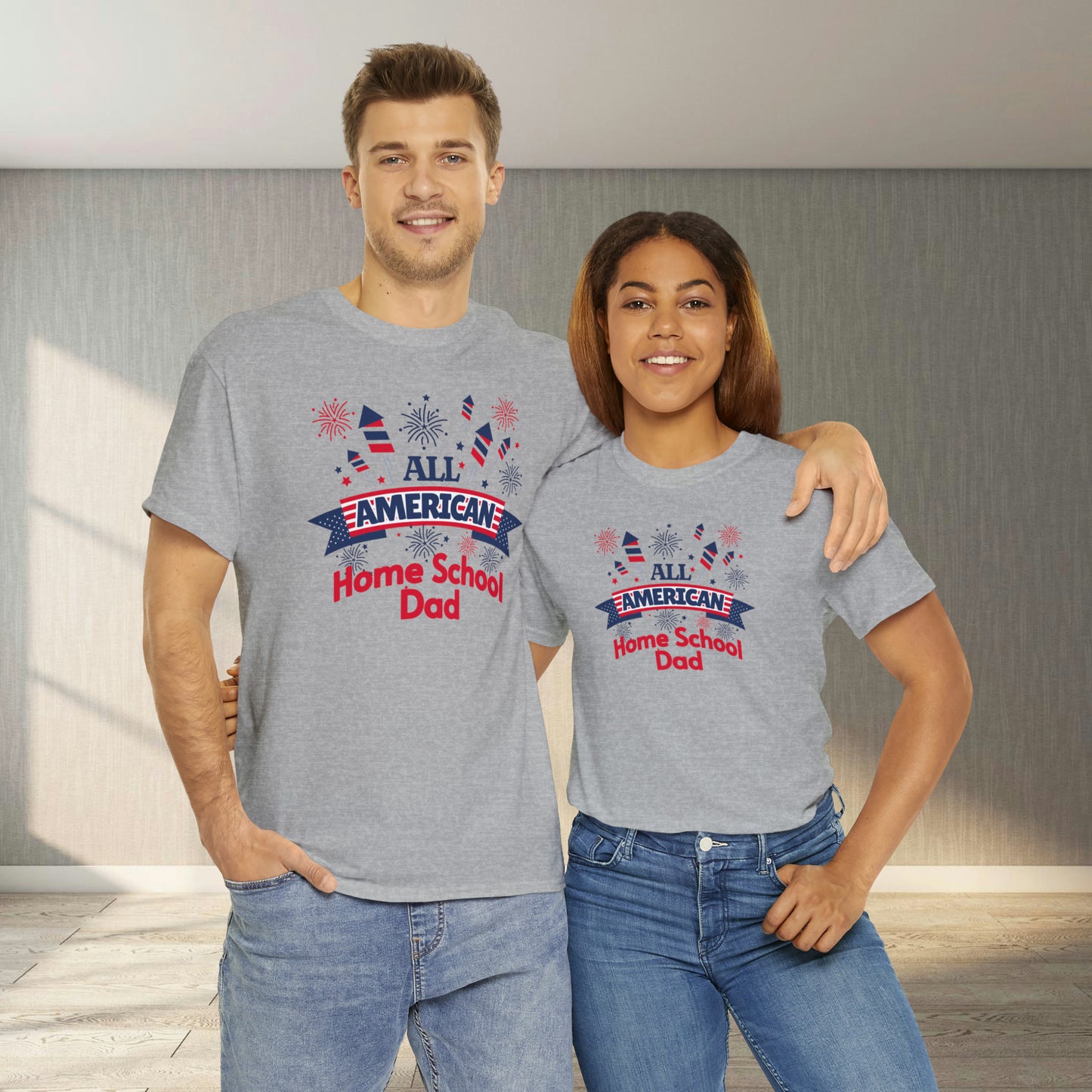 T-Shirt - All-American Home School Dad | Classic Fit | 100% Cotton | Heavy Cotton