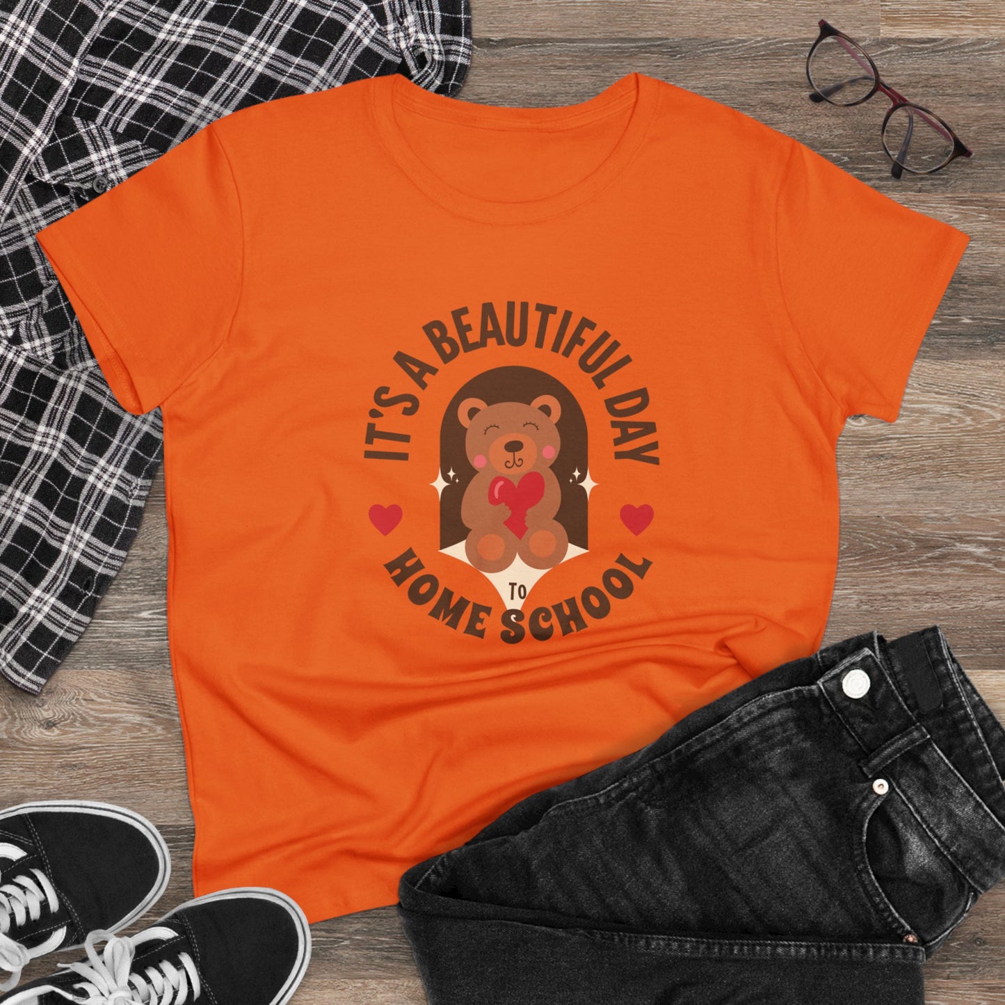 T-Shirt (Womens) - It's A Beautiful Day To Home School | Semi Fitted | 100% Cotton | Funny, Witty, Sarcastic