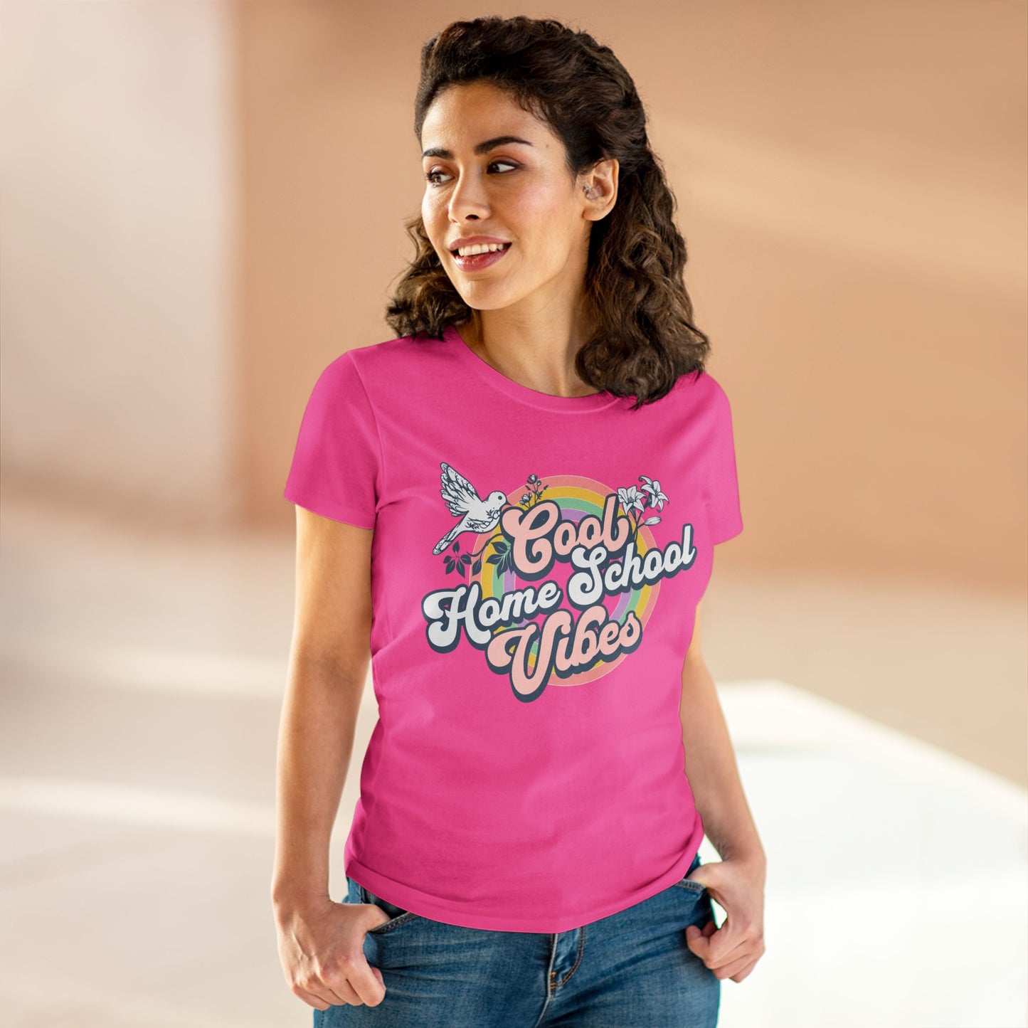 T-Shirt (Womens) - Cool Home School Vibes | Semi Fitted | 100% Cotton | Funny, Witty, Sarcastic