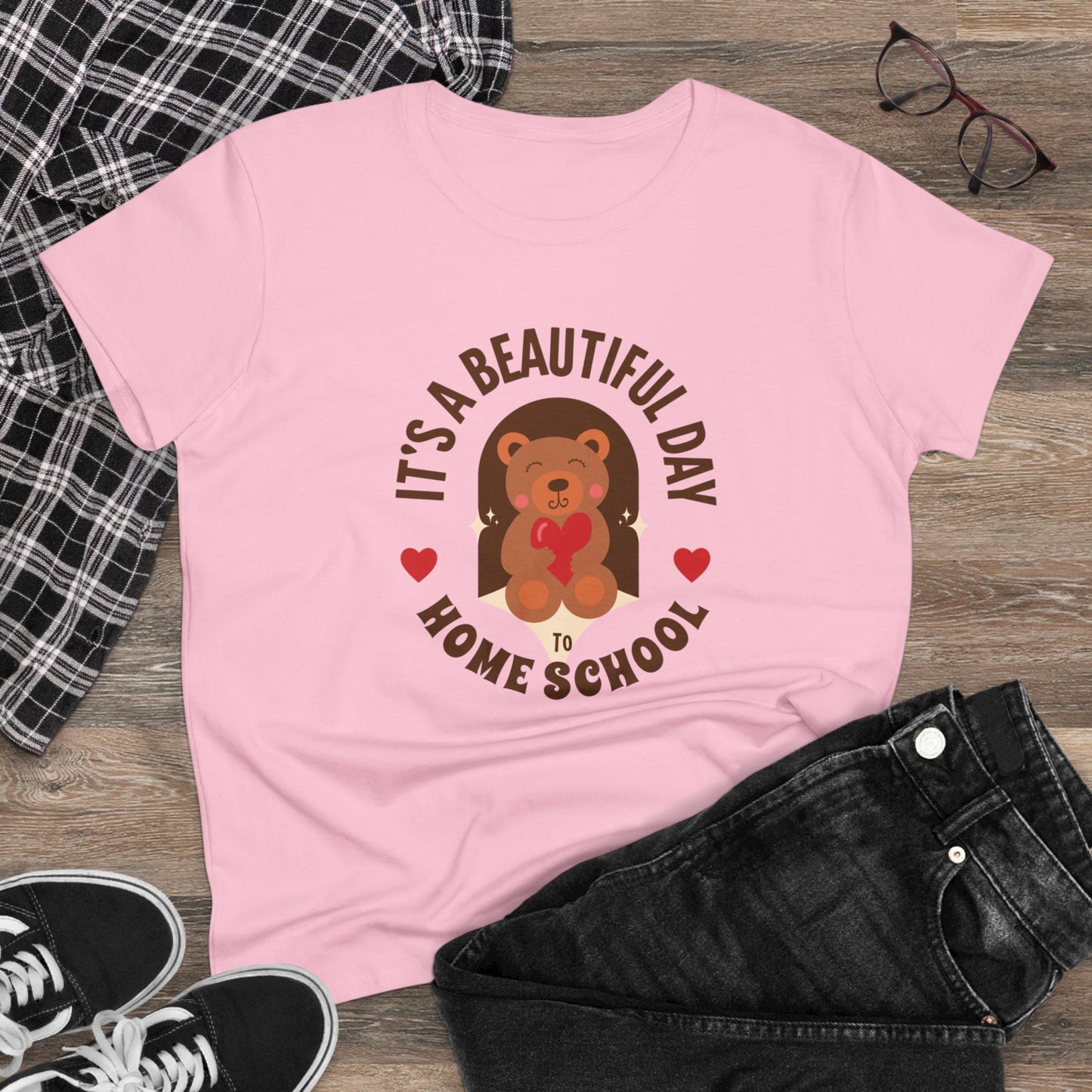 T-Shirt (Womens) - It's A Beautiful Day To Home School | Semi Fitted | 100% Cotton | Funny, Witty, Sarcastic