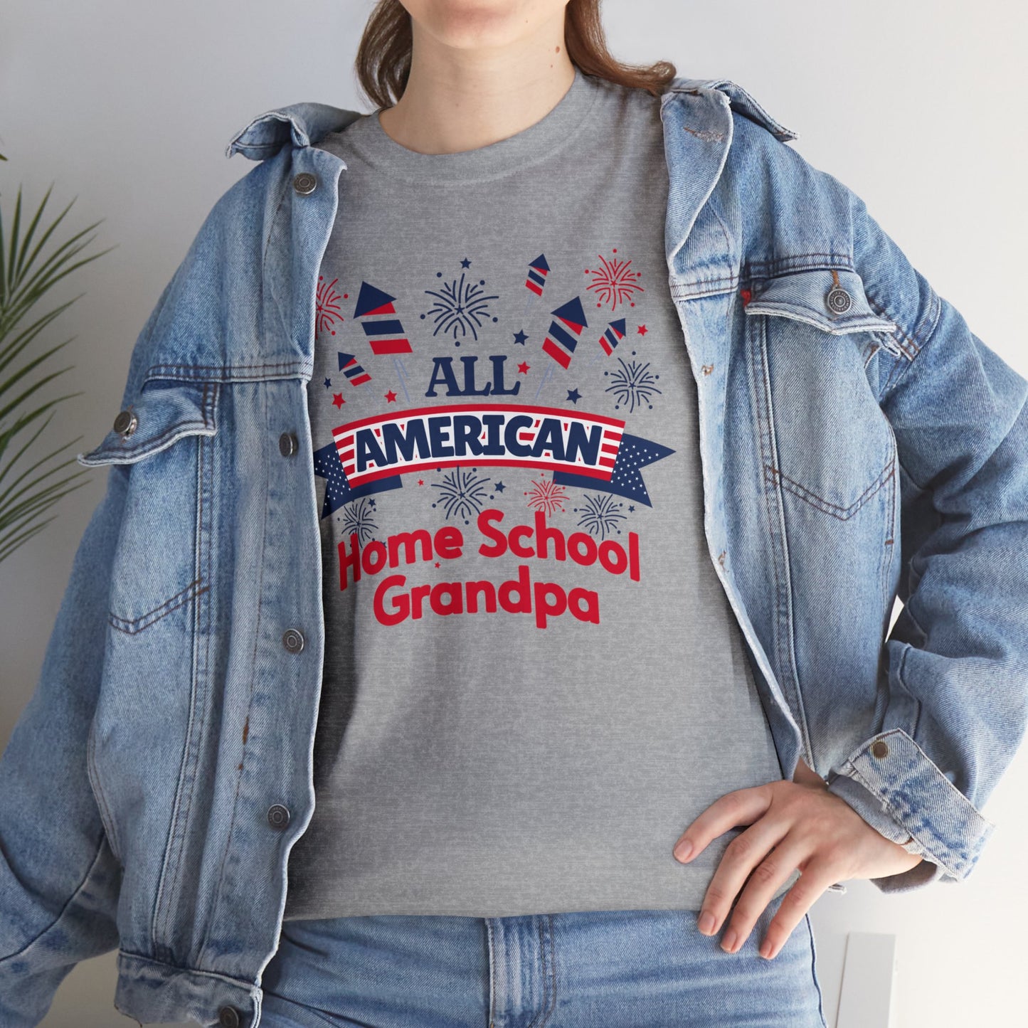 T-Shirt - All-American Home School Grandpa | Classic Fit | 100% Cotton | Heavy Cotton