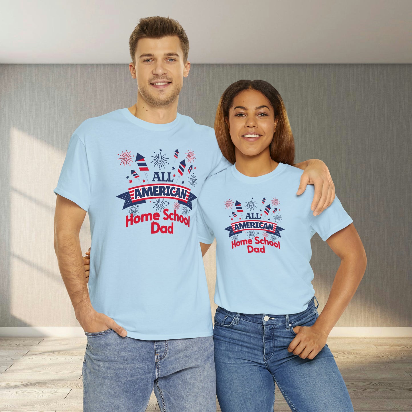 T-Shirt - All-American Home School Dad | Classic Fit | 100% Cotton | Heavy Cotton