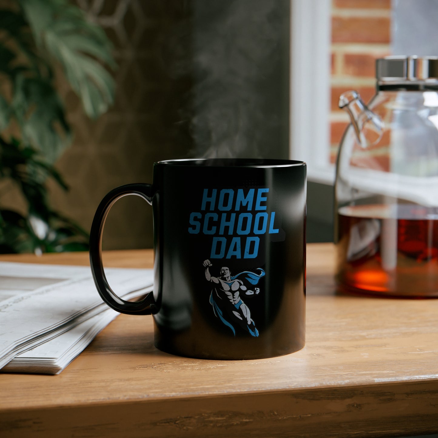 Coffee Mug - Home School Super Dad | Black | Ceramic 11oz | Microwave and Dishwasher Safe