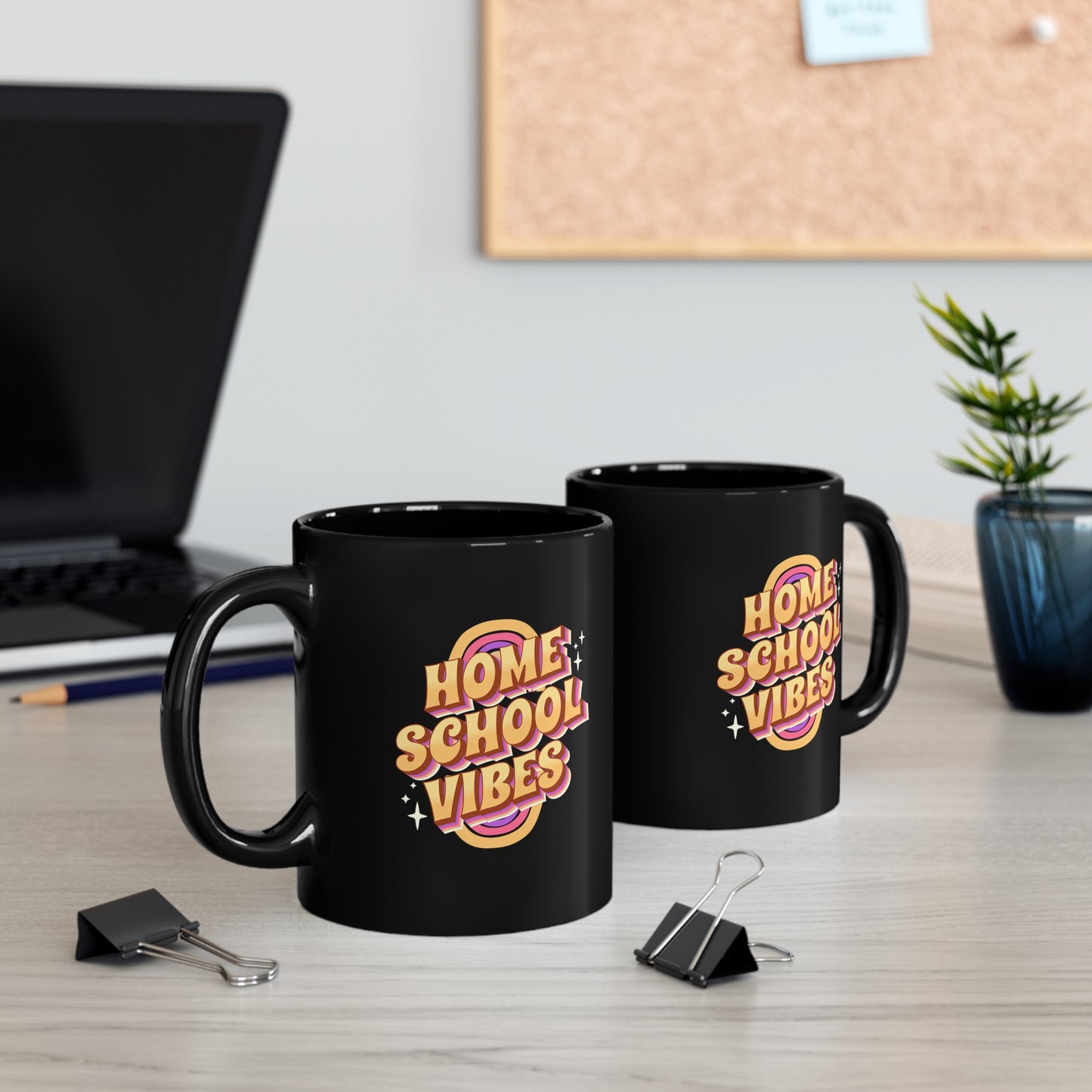 Coffee Mug - Home School Vibes | Black | Ceramic 11oz | Microwave and Dishwasher Safe
