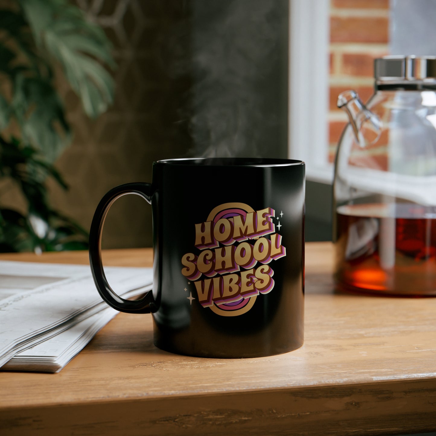Coffee Mug - Home School Vibes | Black | Ceramic 11oz | Microwave and Dishwasher Safe