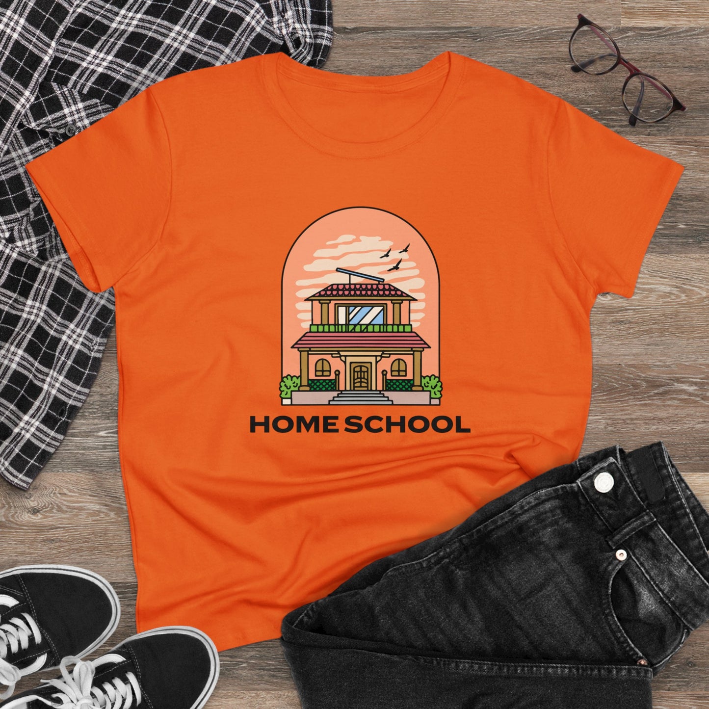 T-Shirt (Womens) - Home School House | Semi Fitted | 100% Cotton | Funny, Witty, Sarcastic