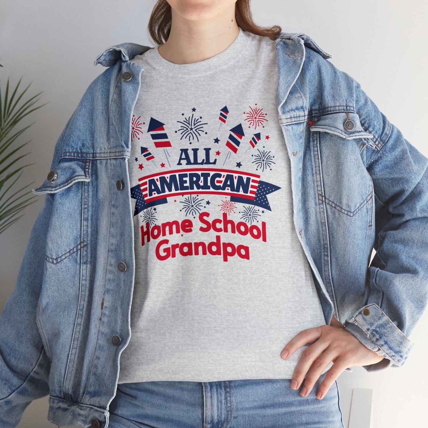 T-Shirt - All-American Home School Grandpa | Classic Fit | 100% Cotton | Heavy Cotton