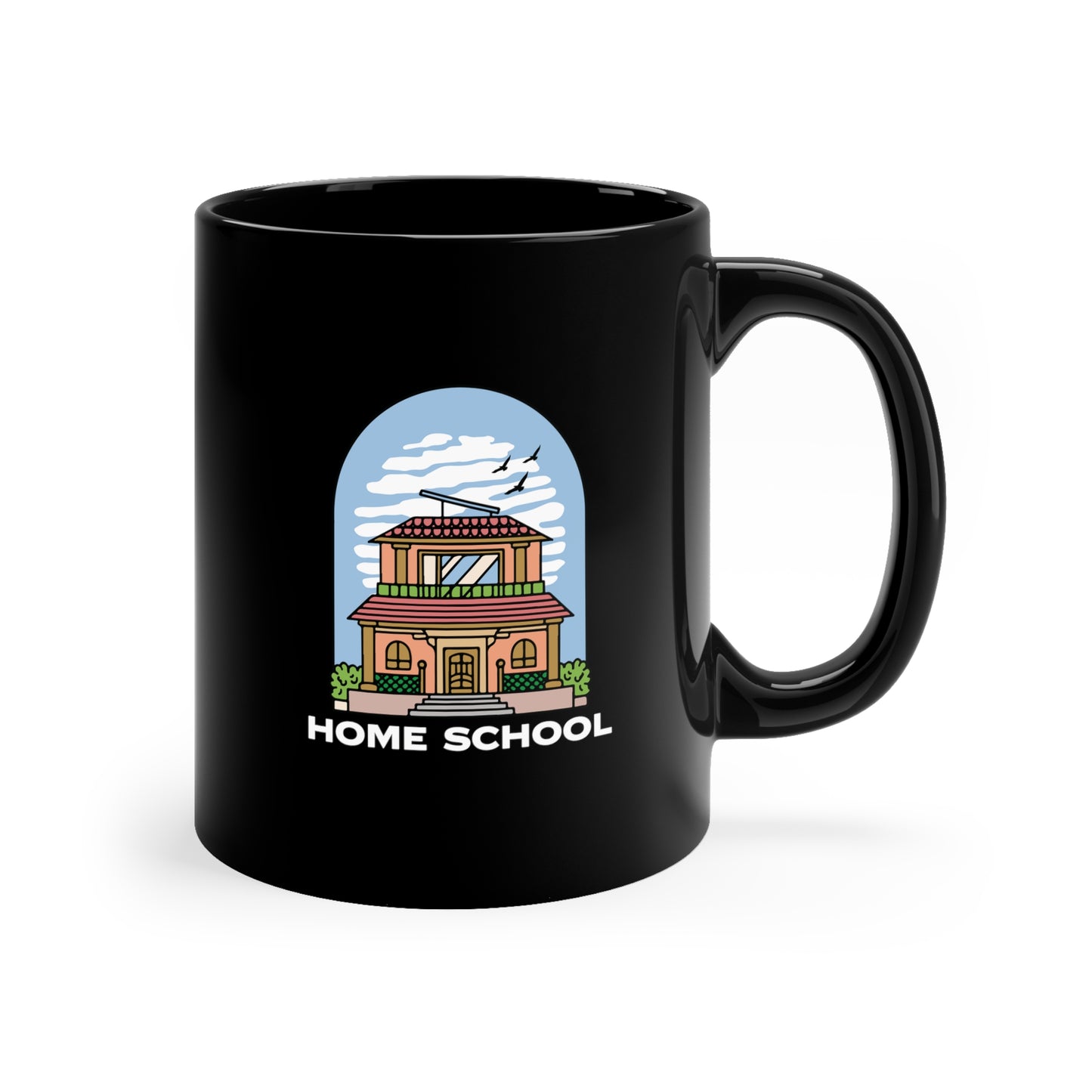 Coffee Mug - Home School House | Black | Ceramic 11oz | Microwave and Dishwasher Safe