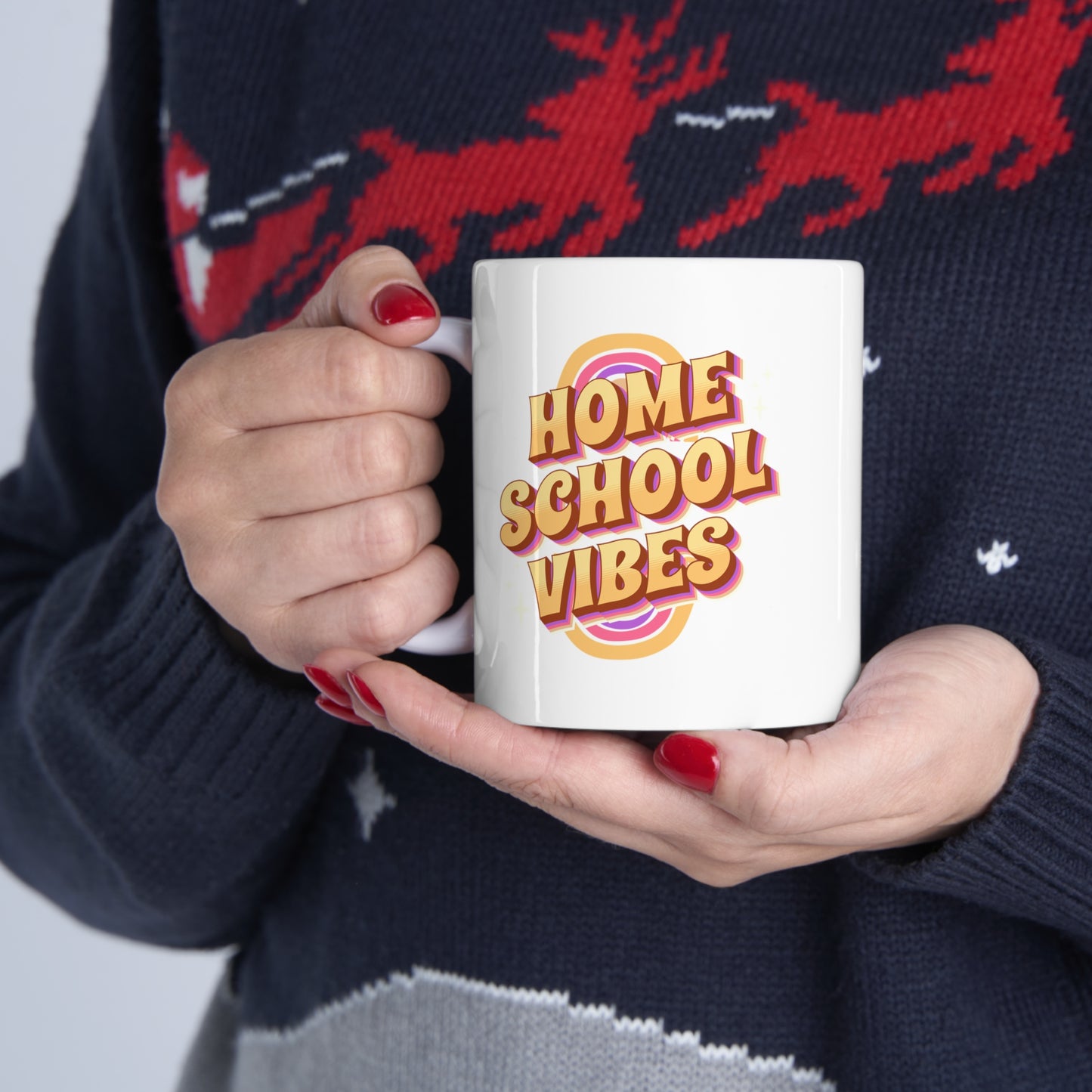 Coffee Mug - Home School Vibes | White | Ceramic 11oz | Microwave and Dishwasher Safe