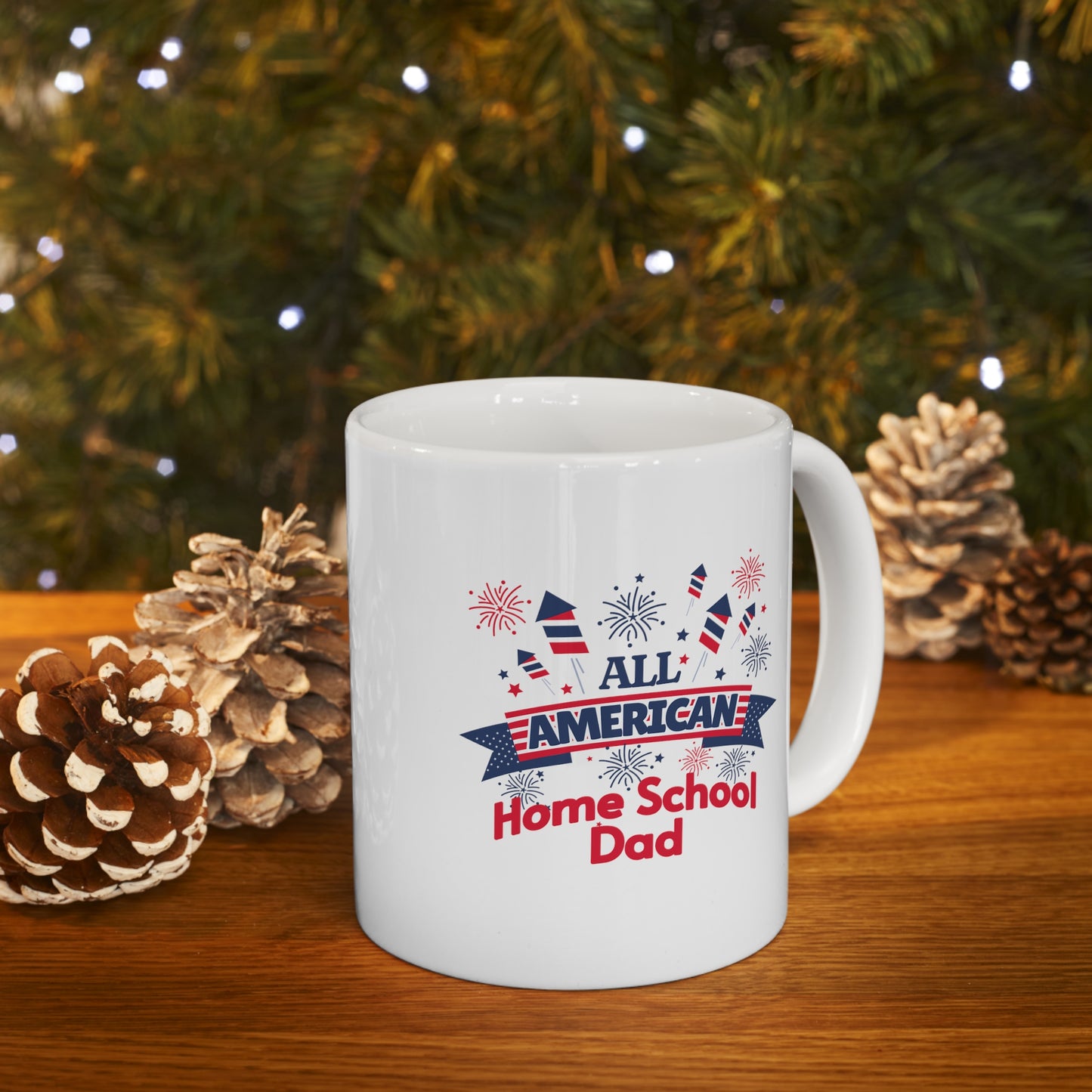Coffee Mug - All American Home School Dad | White | Ceramic 11oz | Microwave and Dishwasher Safe