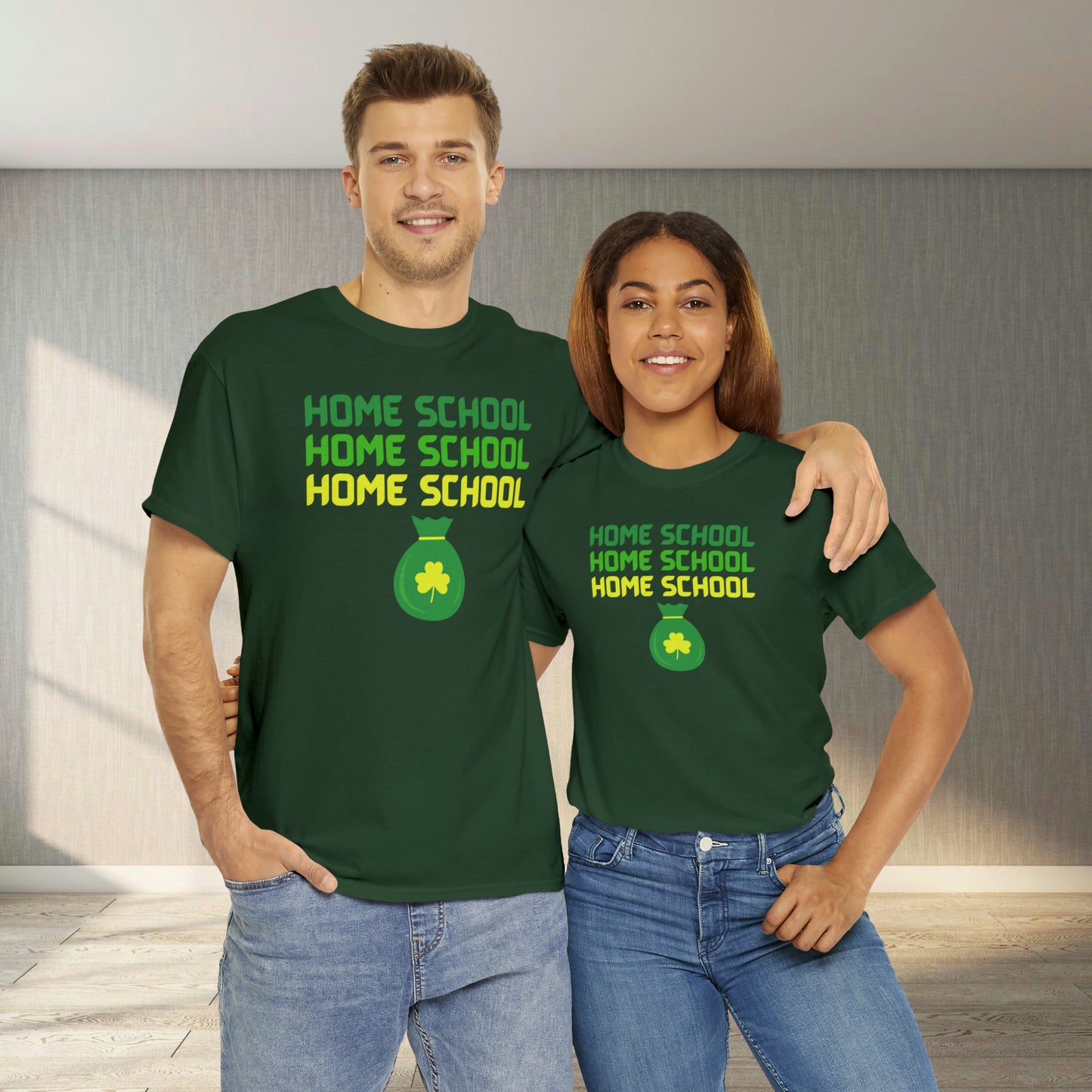 T-Shirt - Home School St Patrick's Day | Classic Fit | 100% Cotton | Heavy Cotton