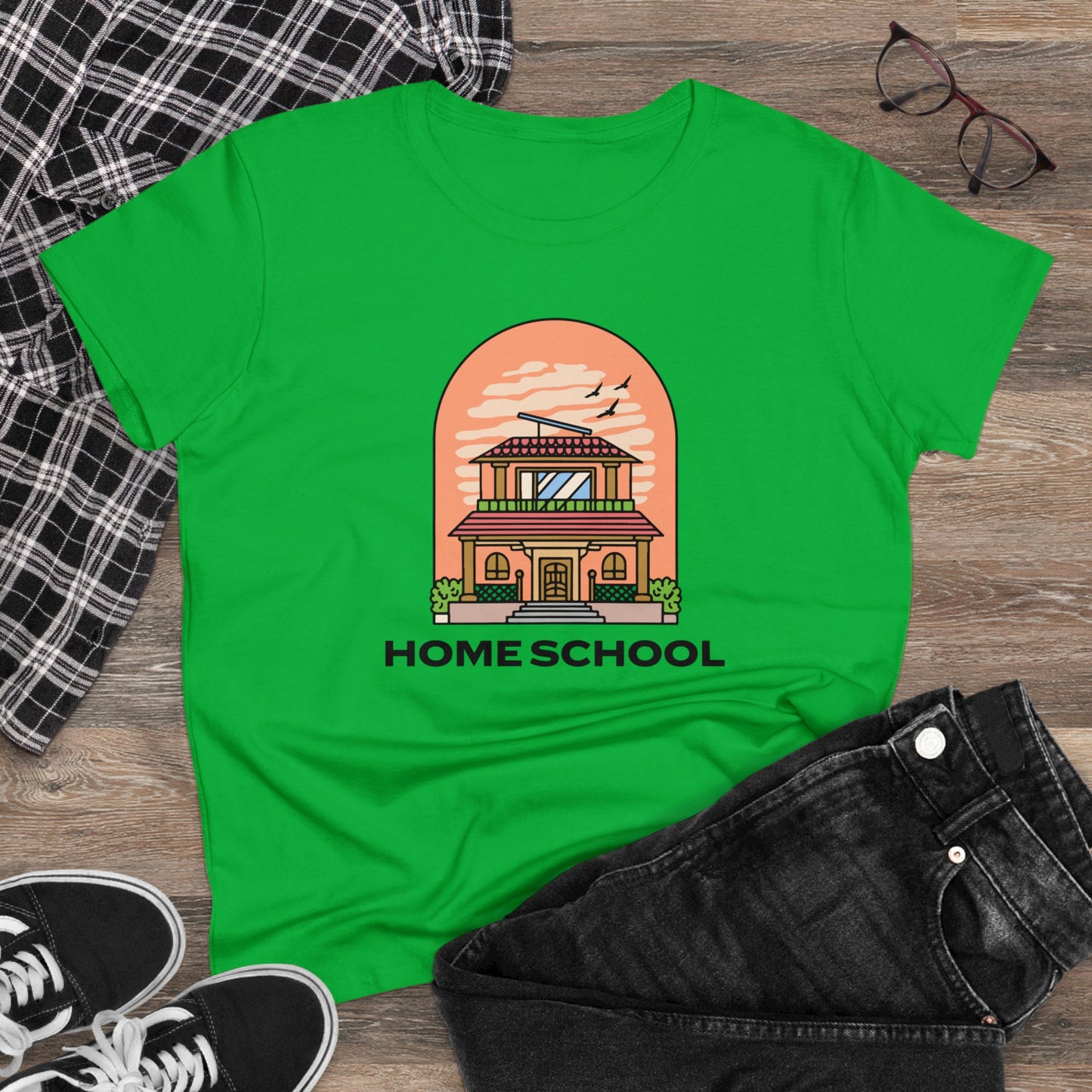 T-Shirt (Womens) - Home School House | Semi Fitted | 100% Cotton | Funny, Witty, Sarcastic
