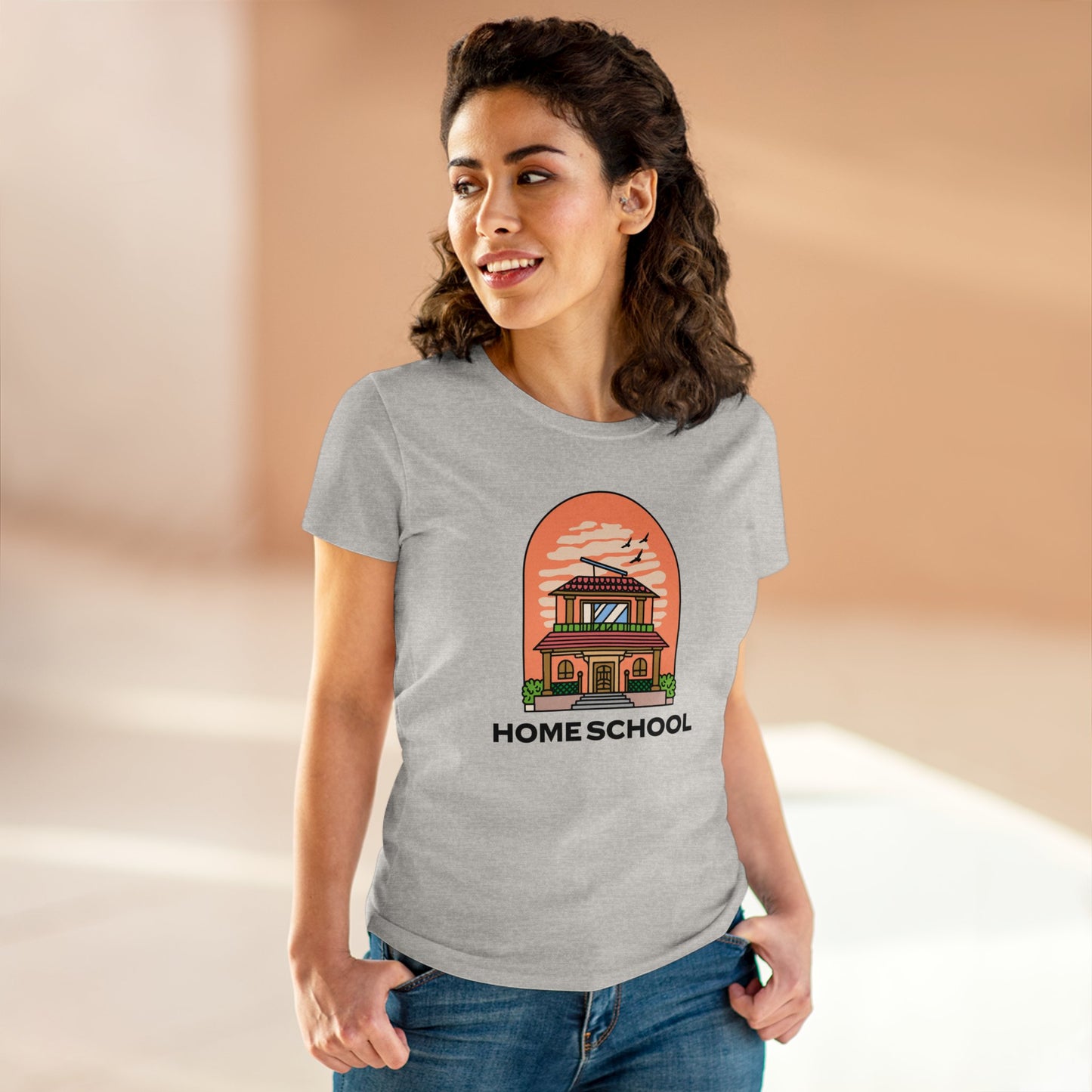 T-Shirt (Womens) - Home School House | Semi Fitted | 100% Cotton | Funny, Witty, Sarcastic