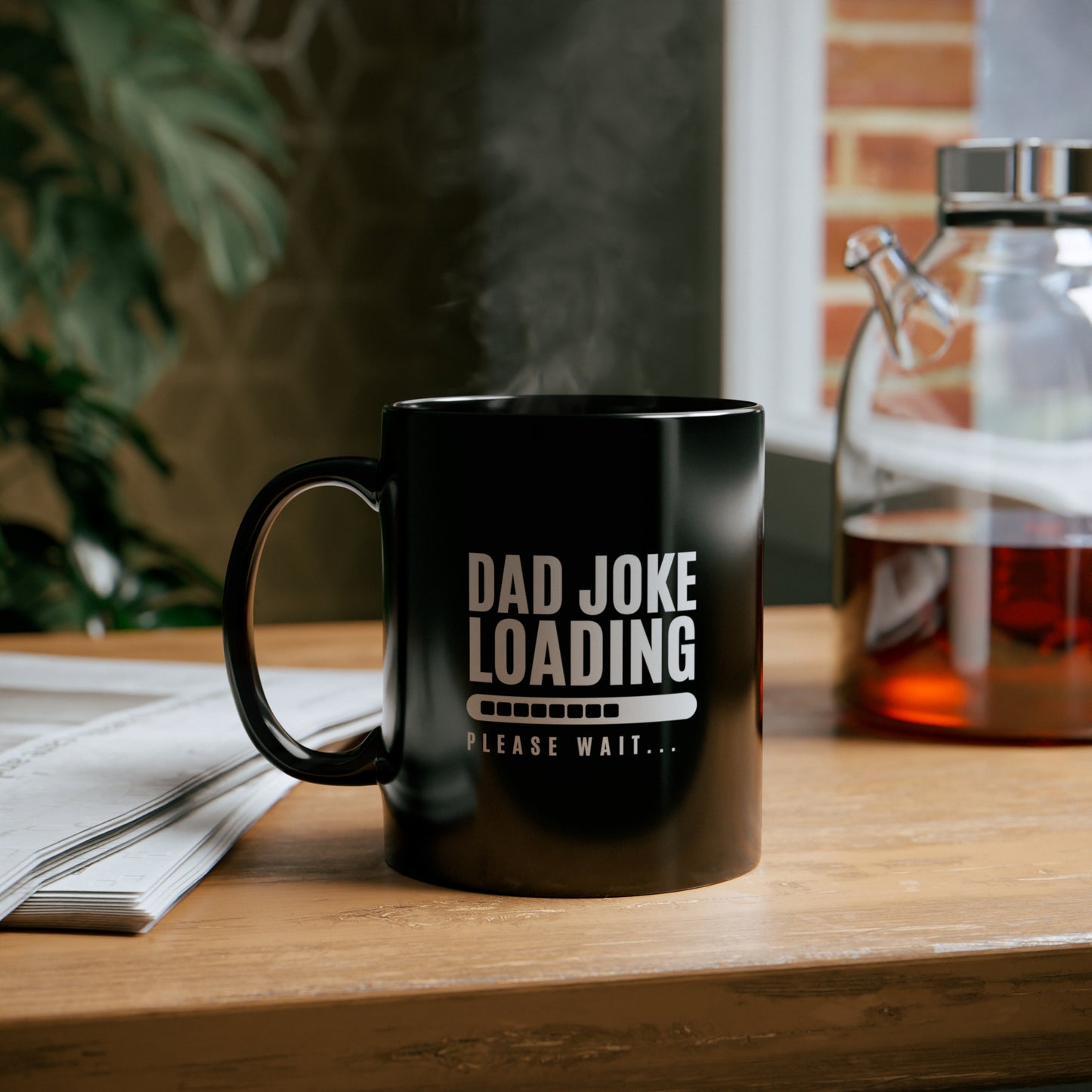 Coffee Mug - Dad Joke Loading | Black | Ceramic 11oz | Microwave and Dishwasher Safe