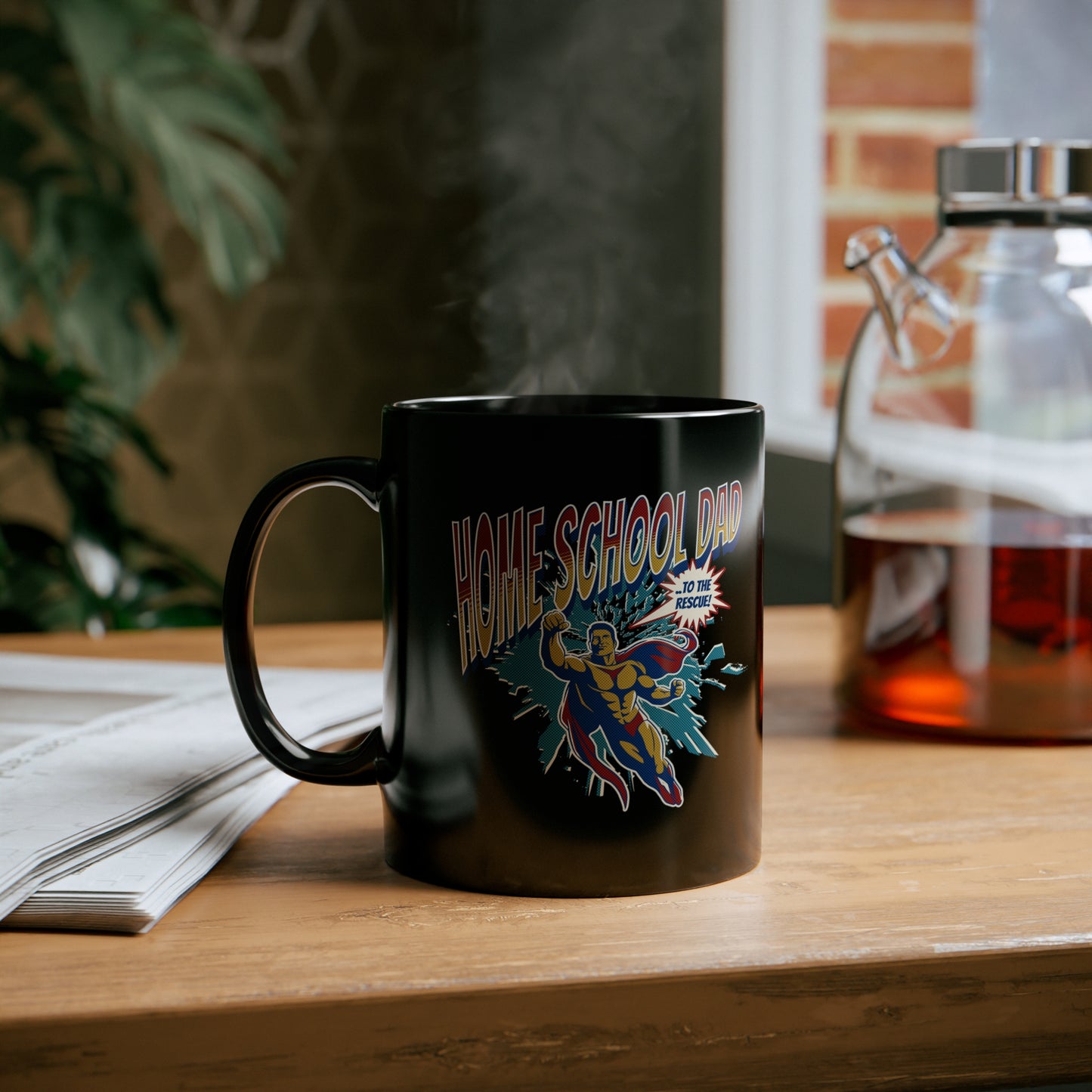 Coffee Mug - Home School Dad To The Rescue | Black | Ceramic 11oz | Microwave and Dishwasher Safe