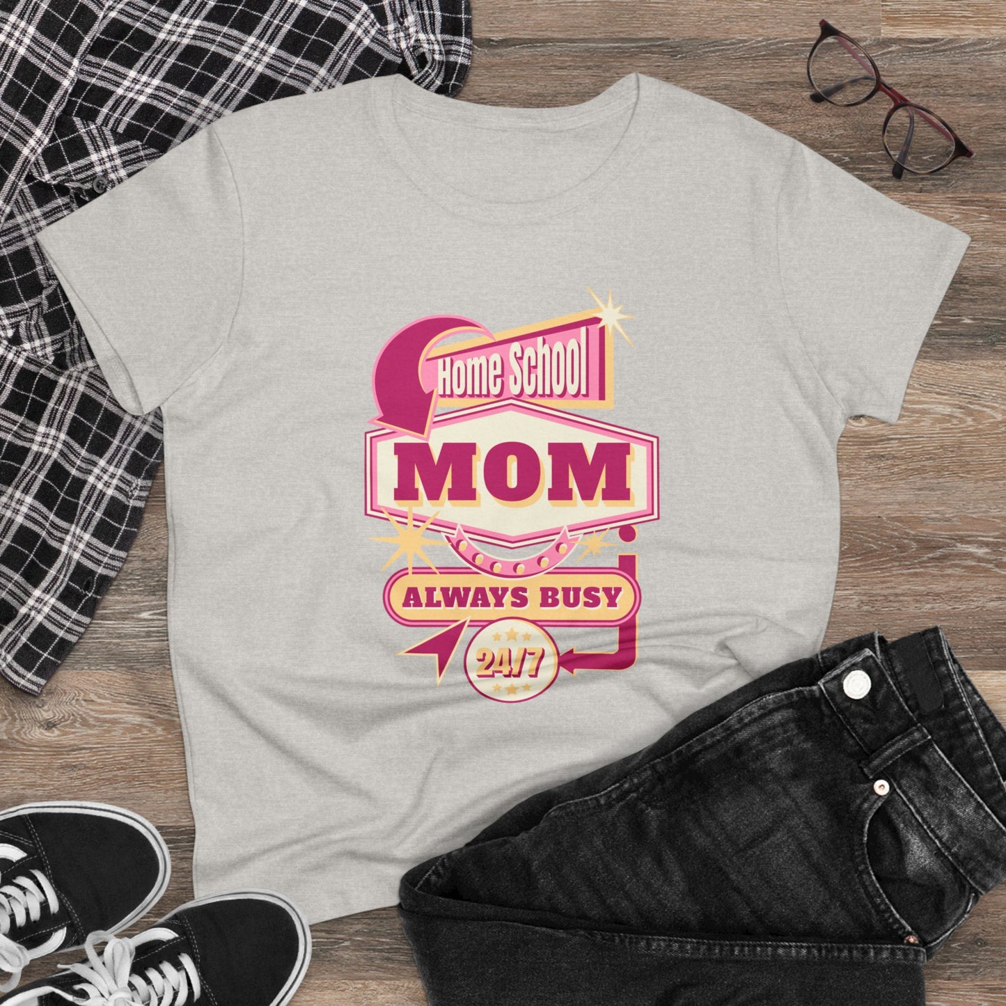 T-Shirt (Womens) - Home School Mom | Semi Fitted | 100% Cotton | Funny, Witty, Sarcastic