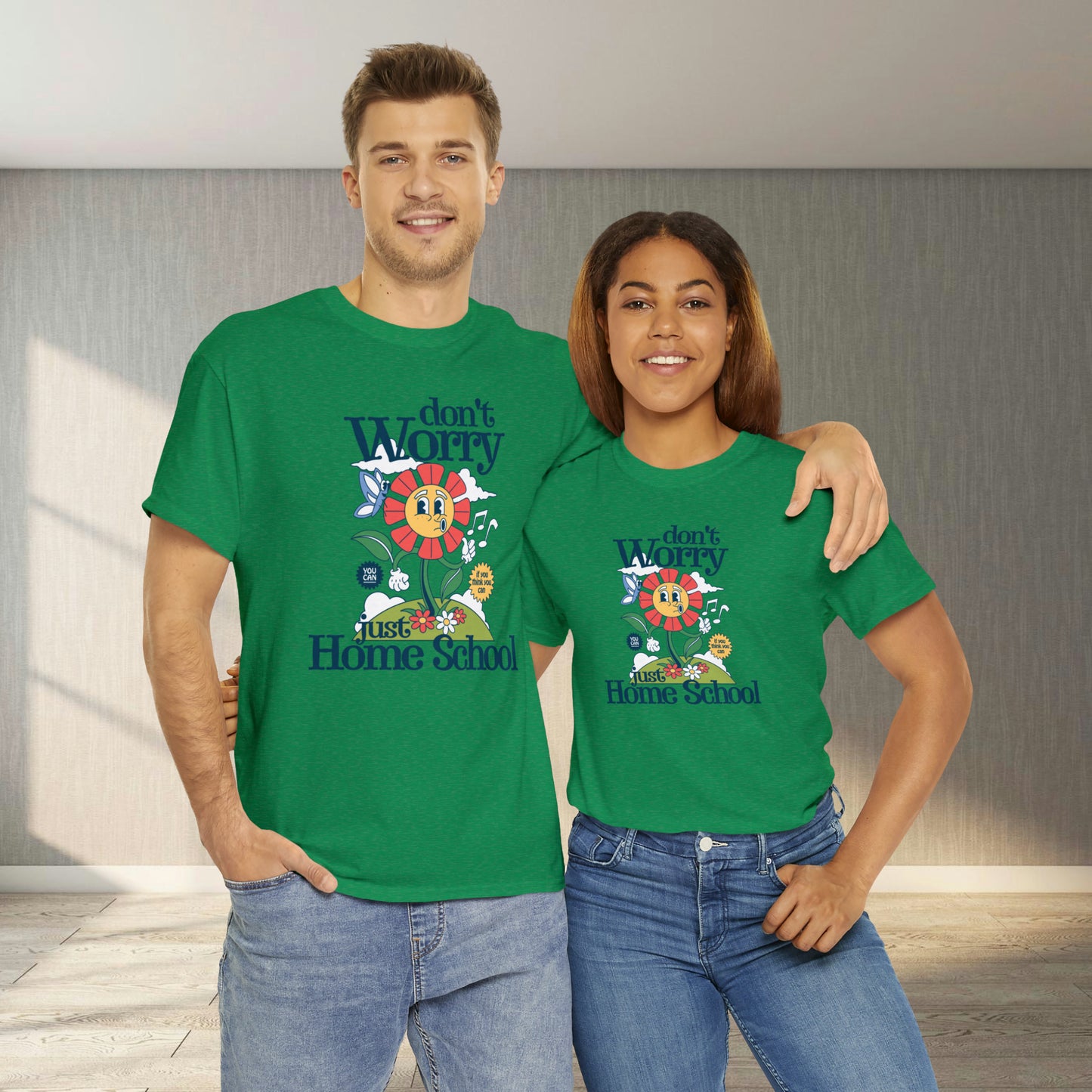 T-Shirt - Don't Worry, Just Home School | Classic Fit | 100% Cotton | Heavy Cotton