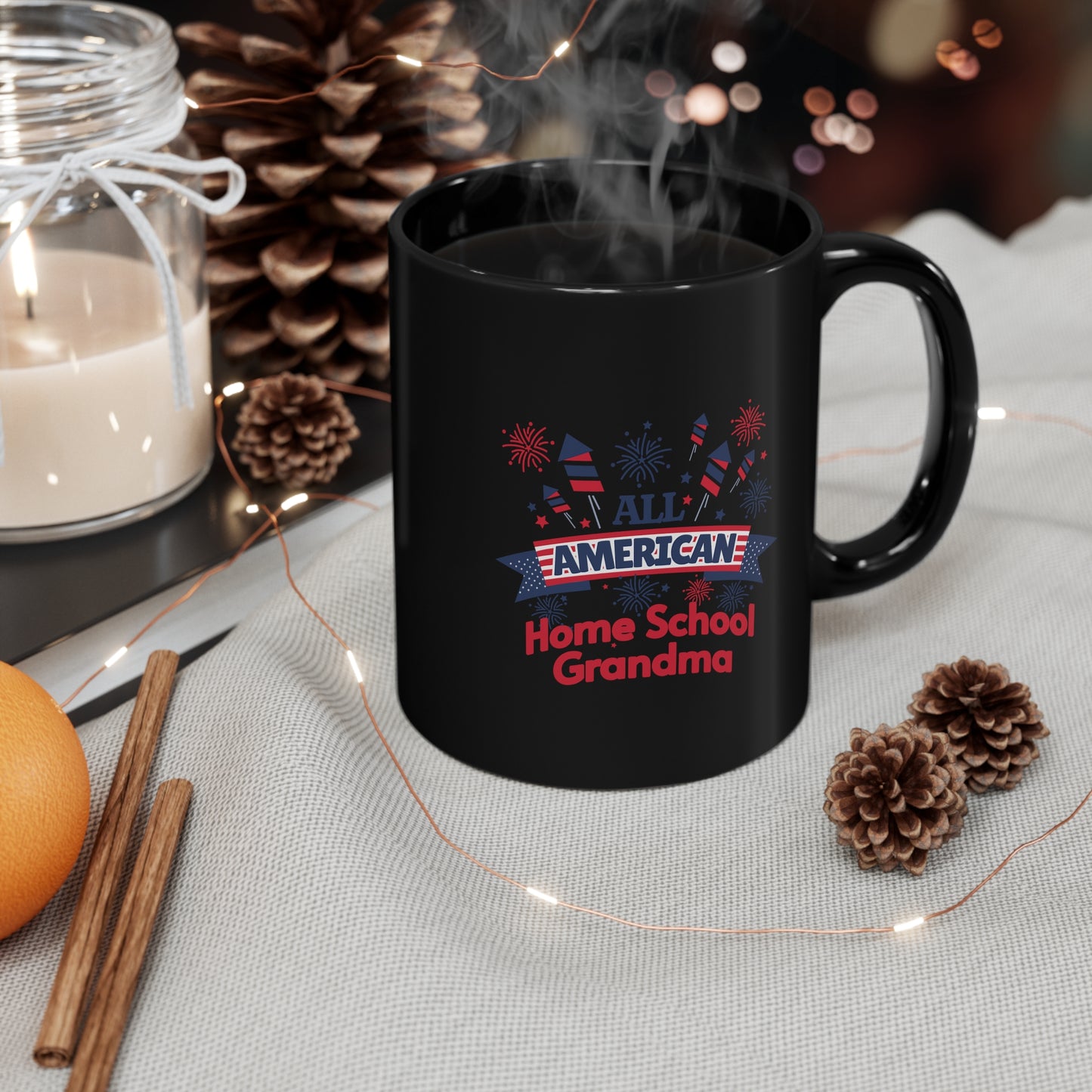 Coffee Mug - All America Home School Grandma | Black | Ceramic 11oz | Microwave and Dishwasher Safe