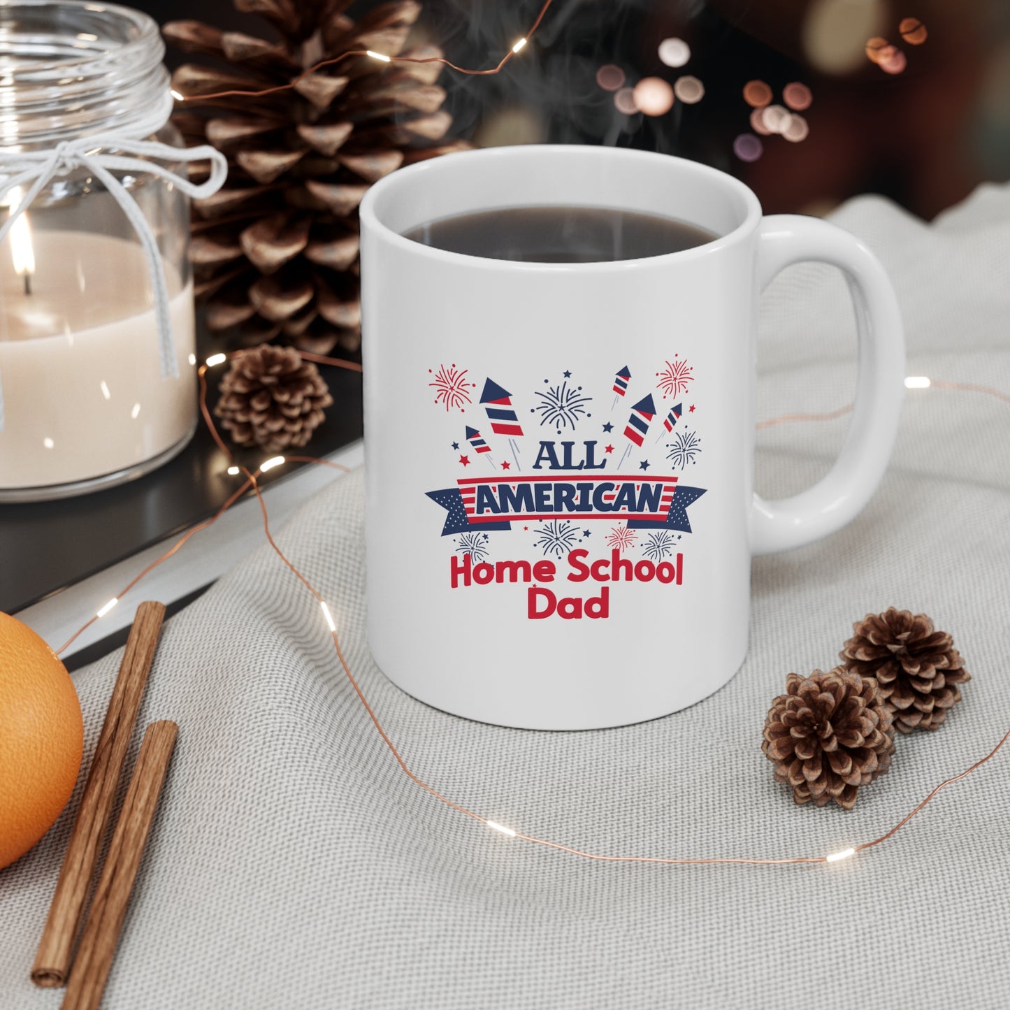 Coffee Mug - All American Home School Dad | White | Ceramic 11oz | Microwave and Dishwasher Safe