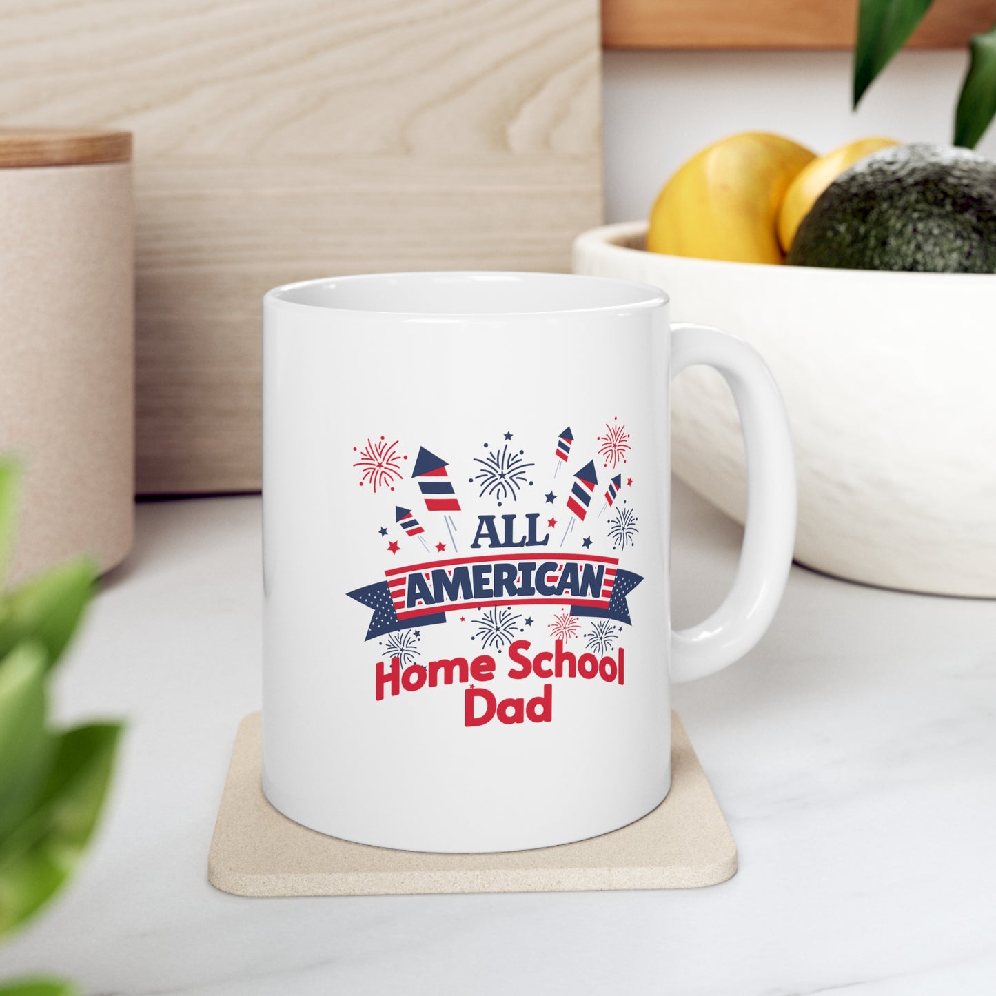 Coffee Mug - All American Home School Dad | White | Ceramic 11oz | Microwave and Dishwasher Safe
