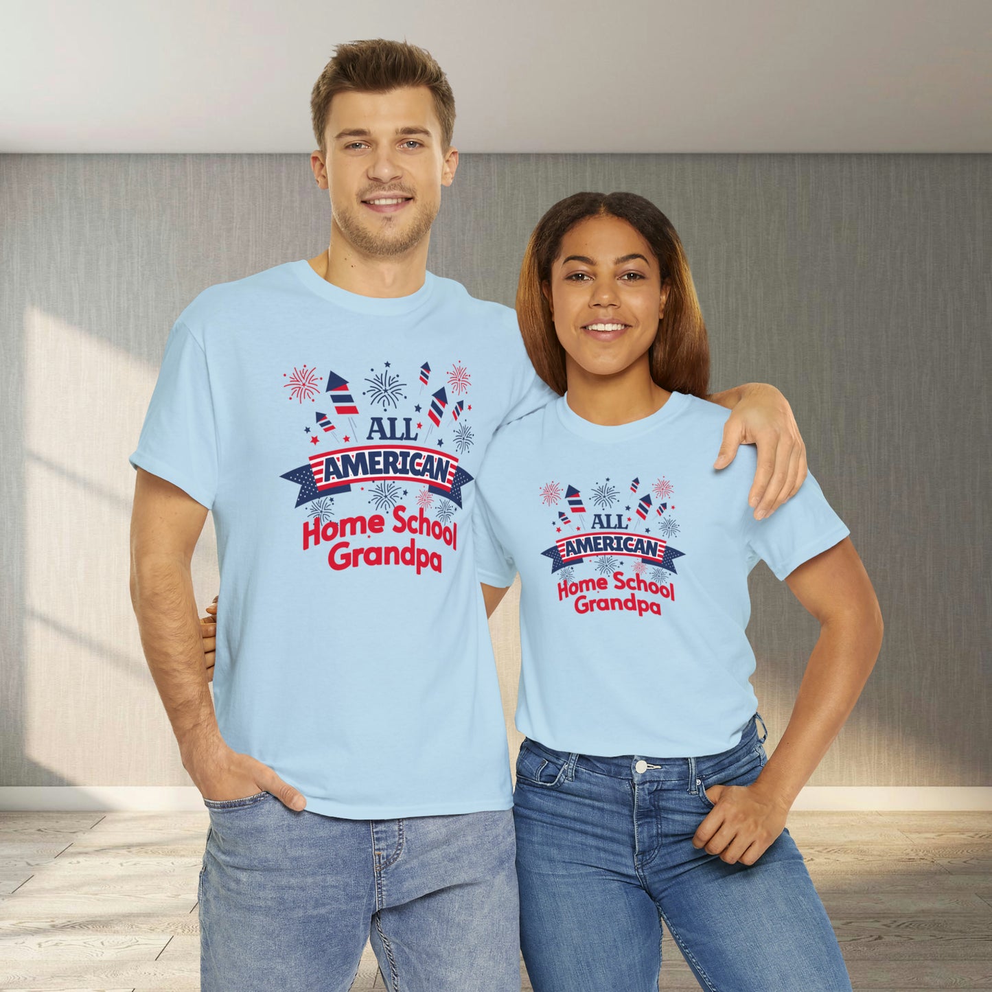 T-Shirt - All-American Home School Grandpa | Classic Fit | 100% Cotton | Heavy Cotton