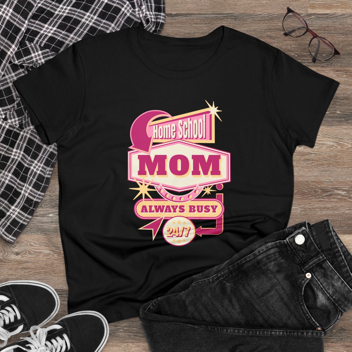 T-Shirt (Womens) - Home School Mom | Semi Fitted | 100% Cotton | Funny, Witty, Sarcastic