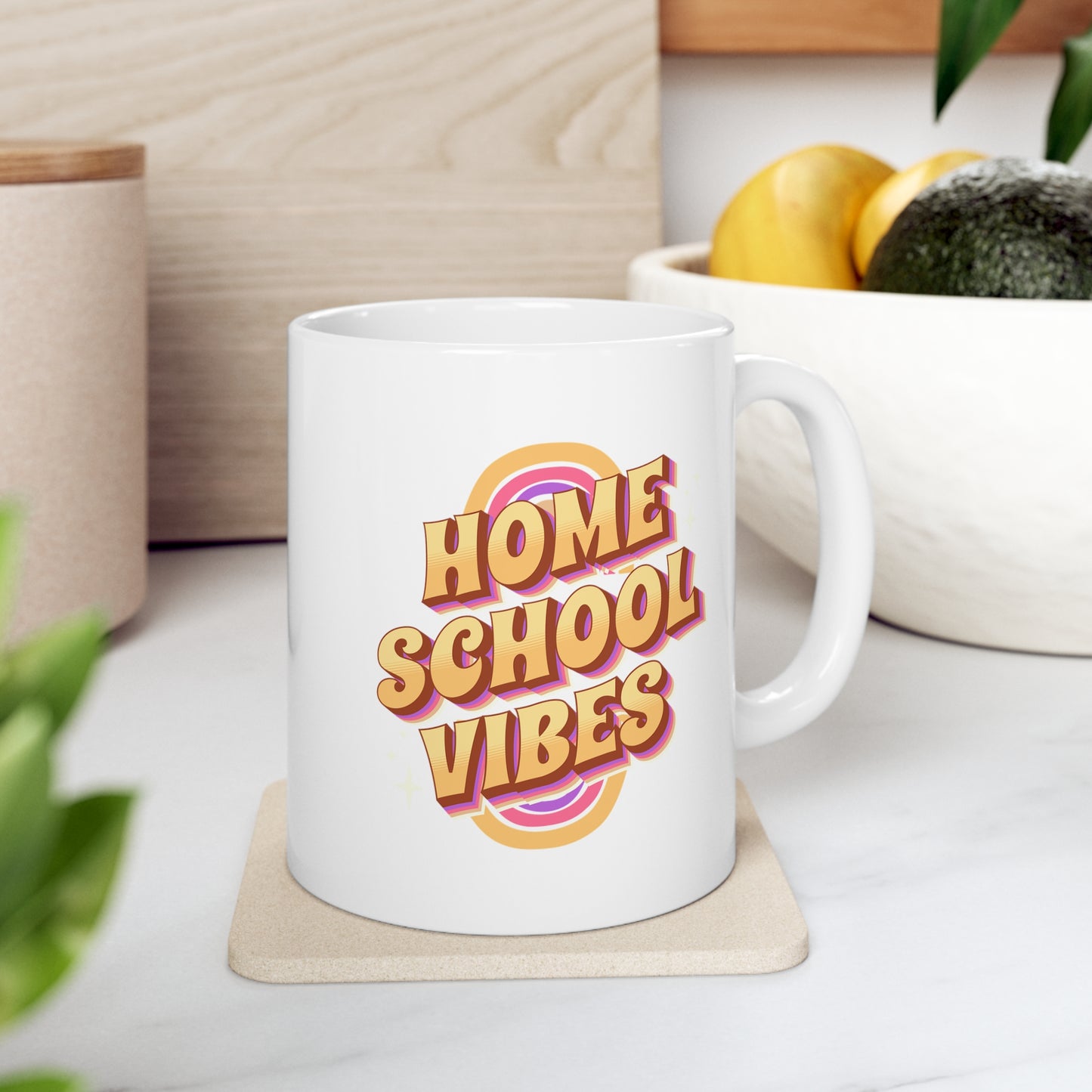 Coffee Mug - Home School Vibes | White | Ceramic 11oz | Microwave and Dishwasher Safe