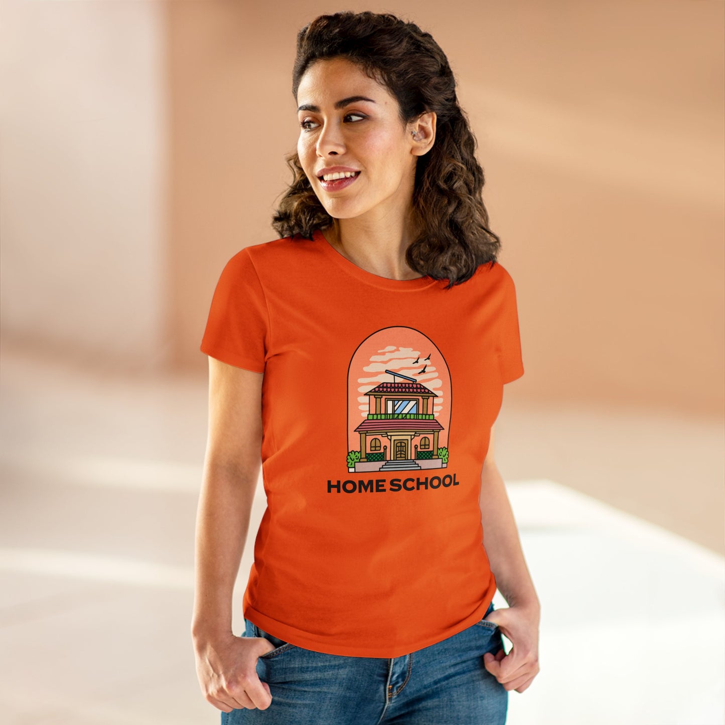 T-Shirt (Womens) - Home School House | Semi Fitted | 100% Cotton | Funny, Witty, Sarcastic