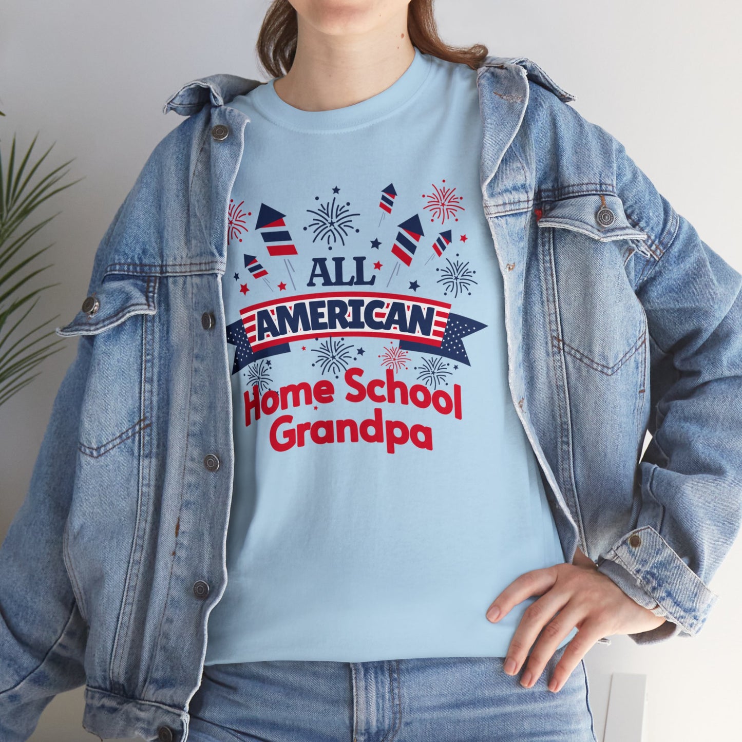 T-Shirt - All-American Home School Grandpa | Classic Fit | 100% Cotton | Heavy Cotton