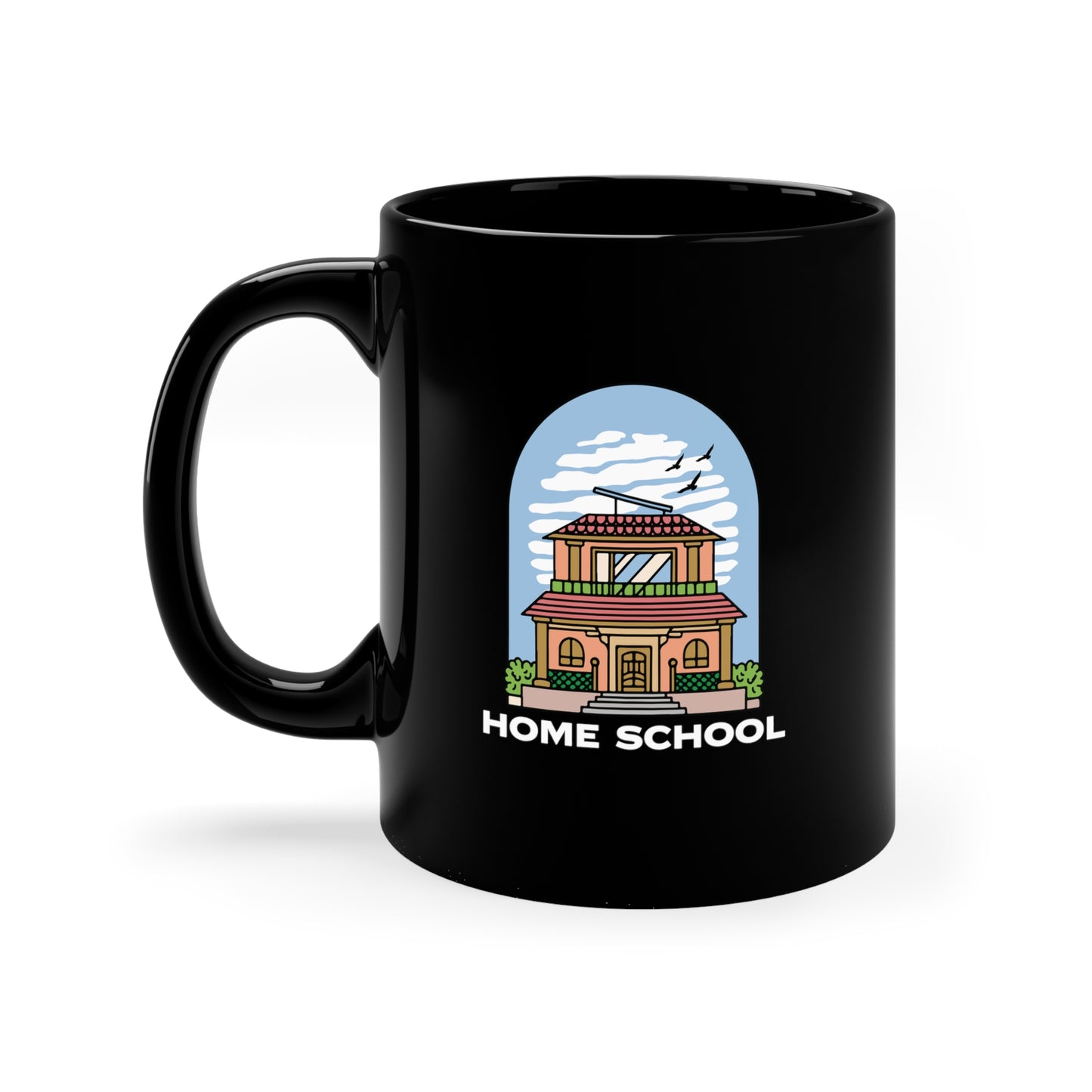 Coffee Mug - Home School House | Black | Ceramic 11oz | Microwave and Dishwasher Safe