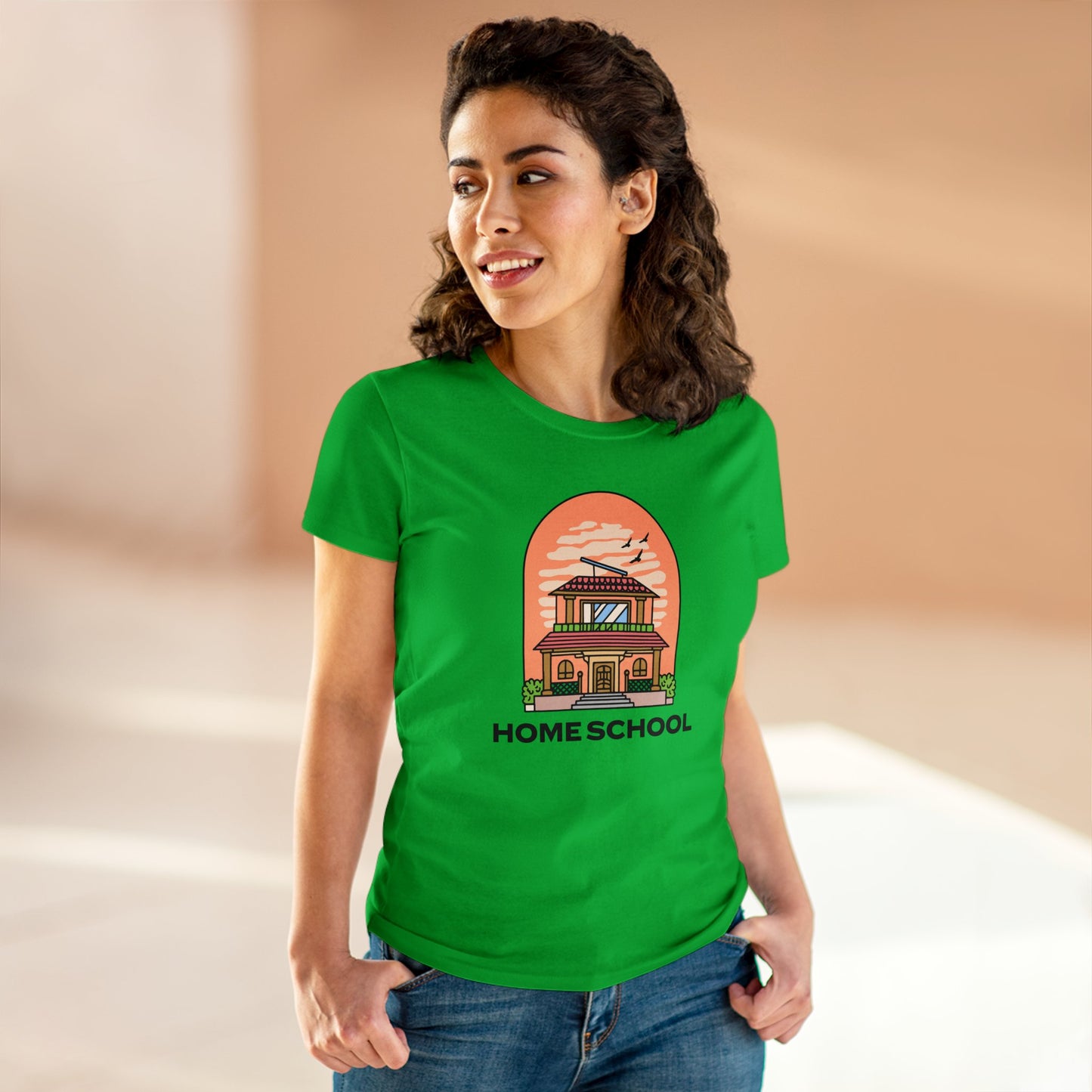 T-Shirt (Womens) - Home School House | Semi Fitted | 100% Cotton | Funny, Witty, Sarcastic