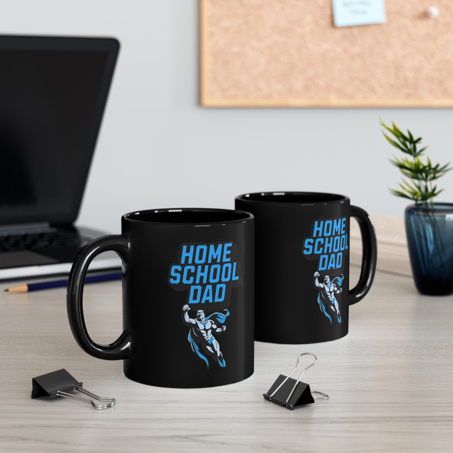 Coffee Mug - Home School Super Dad | Black | Ceramic 11oz | Microwave and Dishwasher Safe