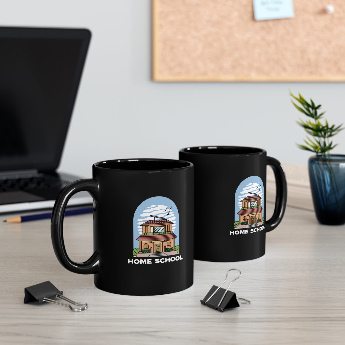 Coffee Mug - Home School House | Black | Ceramic 11oz | Microwave and Dishwasher Safe
