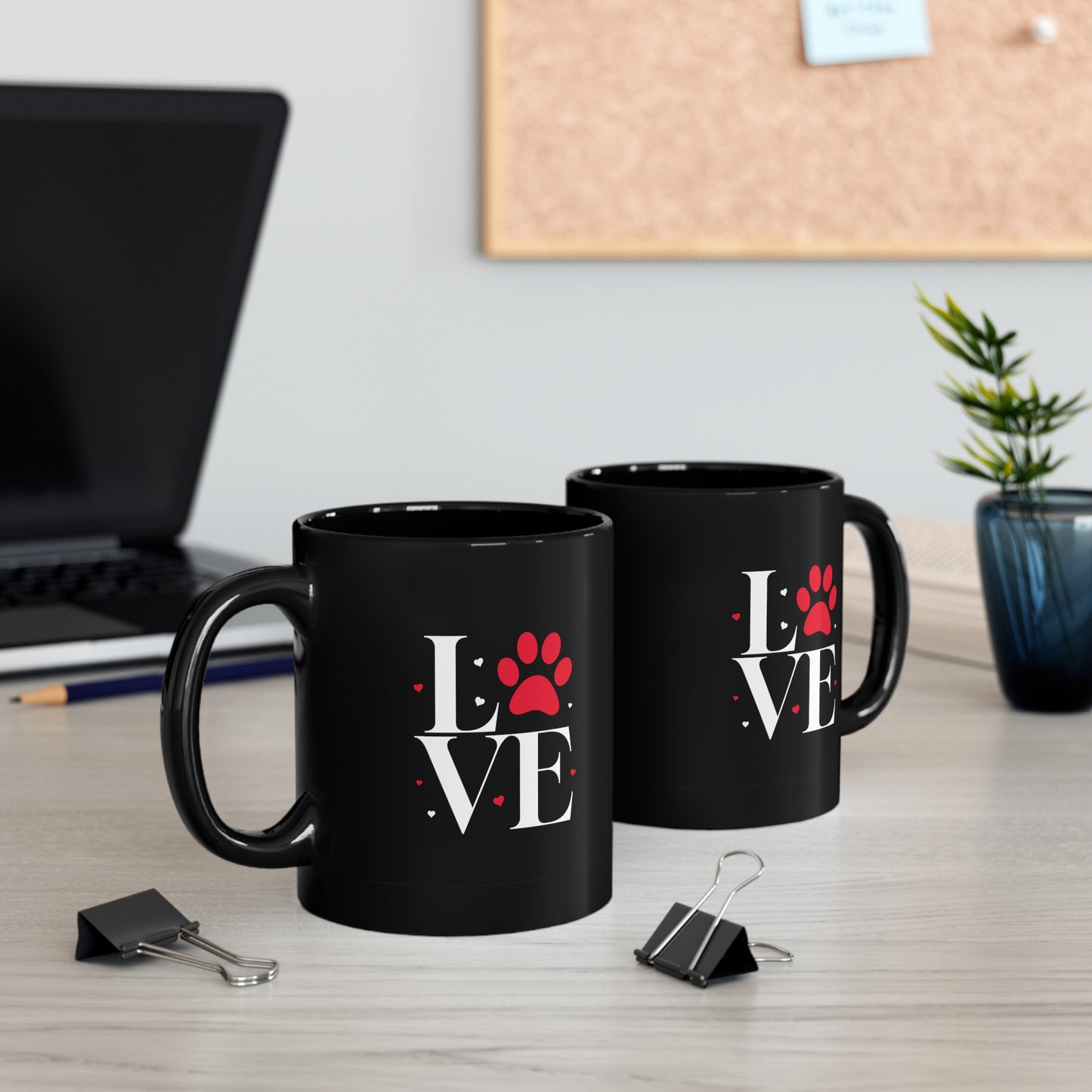 Coffee Mug - Pet Love | Black | Ceramic 11oz | Microwave and Dishwasher Safe