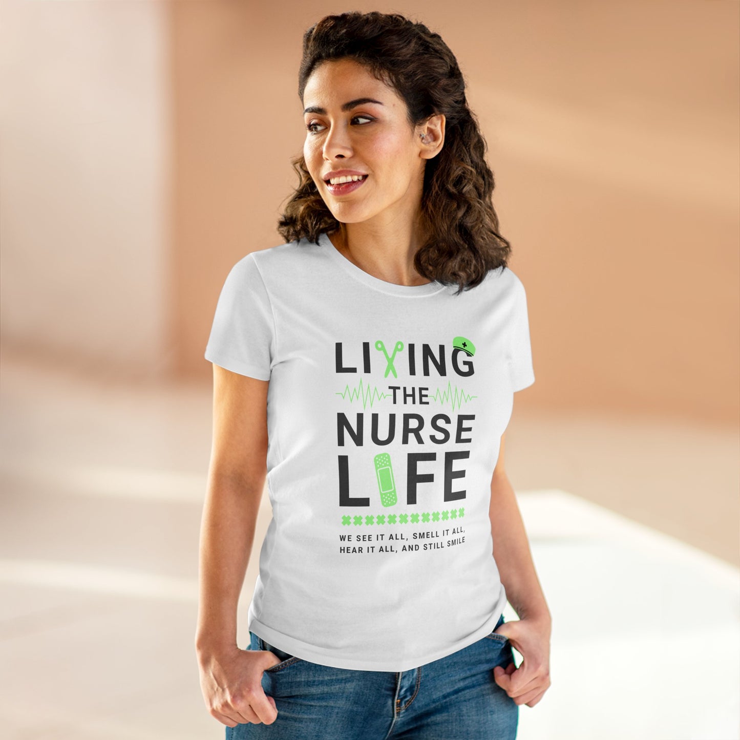 T-Shirt (Womens) - Living The Nurse Life | Semi Fitted | 100% Cotton | Funny, Witty, Sarcastic