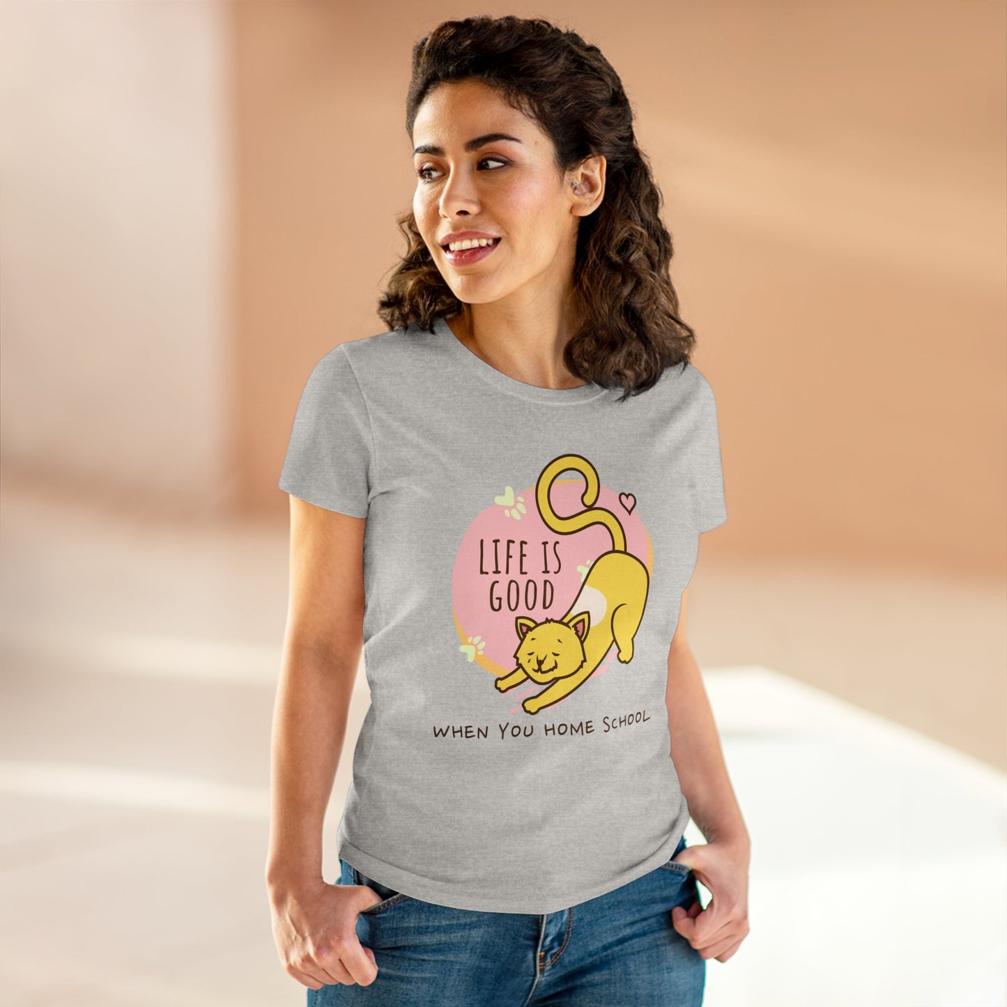 T-Shirt (Womens) - Life Is Good When You Home School | Semi Fitted | 100% Cotton | Funny, Witty, Sarcastic