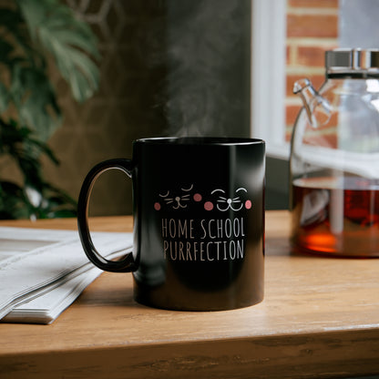 Coffee Mug - Home School Purrfection | Black | Ceramic 11oz | Microwave and Dishwasher Safe