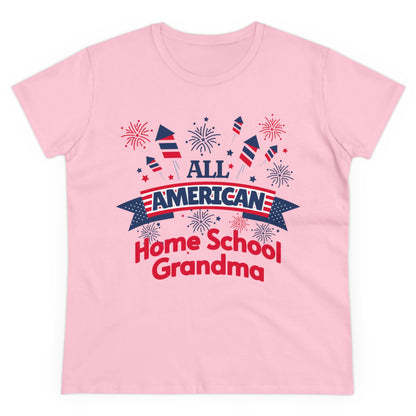 T-Shirt (Womens) - All American Home School Grandma | Semi Fitted | 100% Cotton | Funny, Witty, Sarcastic