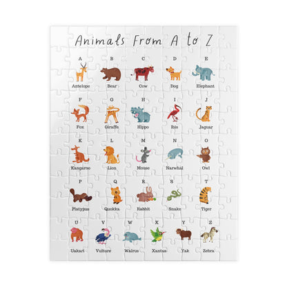 Jigsaw Puzzle - Alphabet Animals | A to Z | Reading and Spelling | Wall Decor