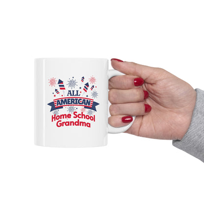 Coffee Mug - All American Home School Grandma | White | Ceramic 11oz | Microwave and Dishwasher Safe