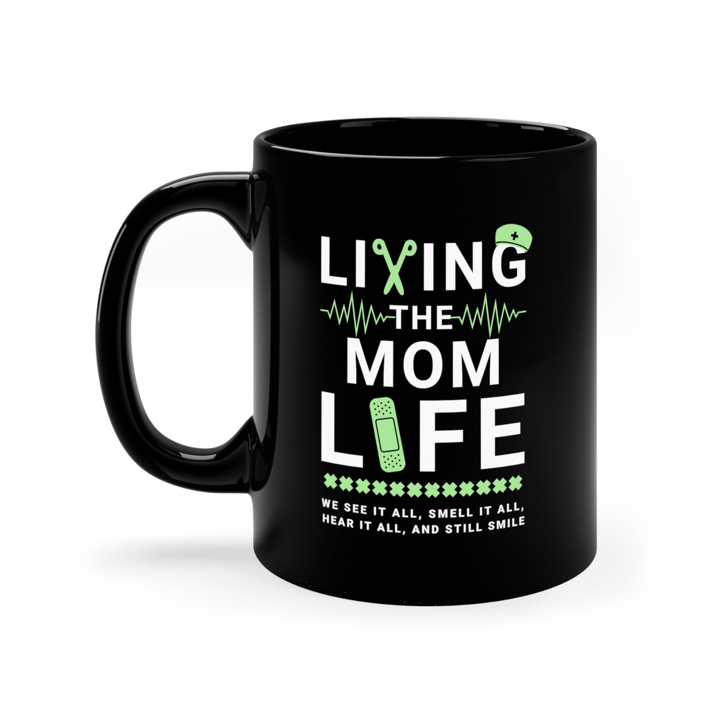 Coffee Mug - Living The Mom Life | Black | Ceramic 11oz | Microwave and Dishwasher Safe