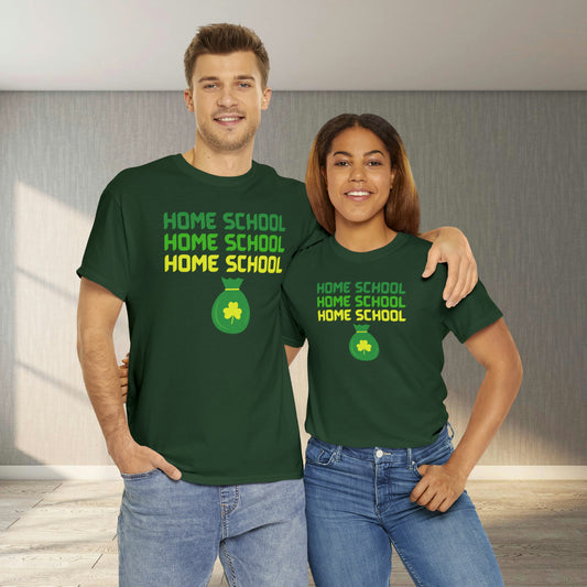 T-Shirt - Home School St Patrick's Day | Classic Fit | 100% Cotton | Heavy Cotton