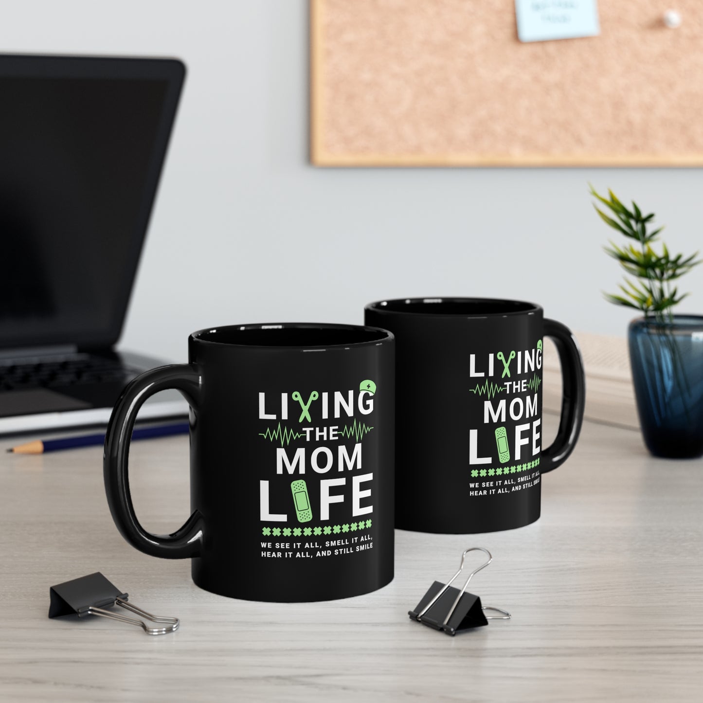 Coffee Mug - Living The Mom Life | Black | Ceramic 11oz | Microwave and Dishwasher Safe