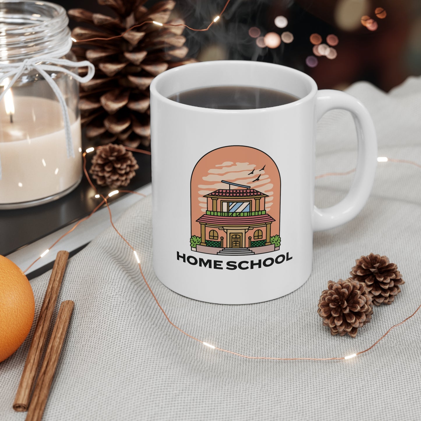 Coffee Mug - Home School House | White | Ceramic 11oz | Microwave and Dishwasher Safe