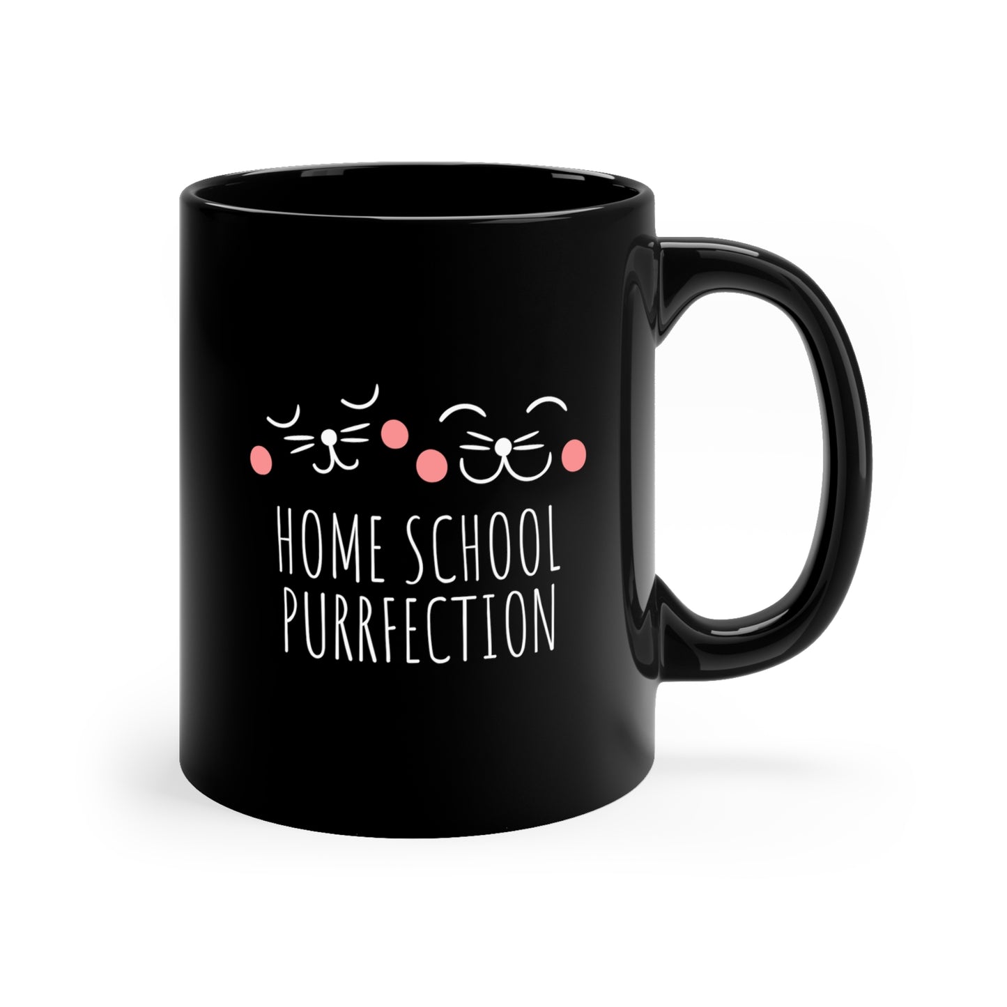 Coffee Mug - Home School Purrfection | Black | Ceramic 11oz | Microwave and Dishwasher Safe