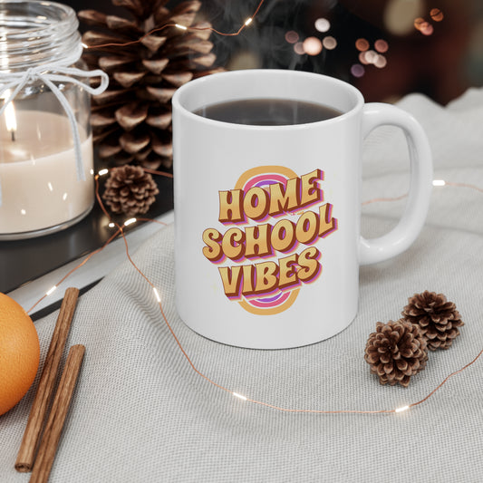 Coffee Mug - Home School Vibes | White | Ceramic 11oz | Microwave and Dishwasher Safe