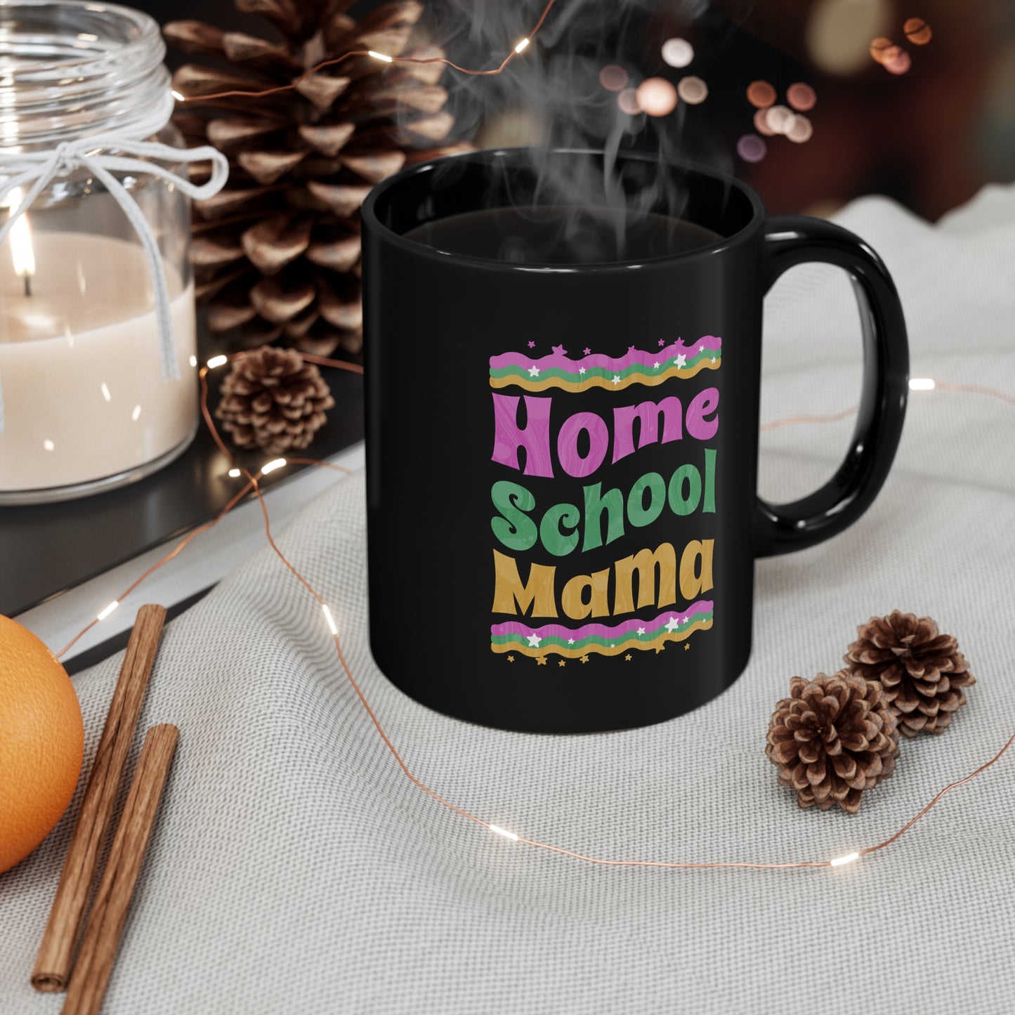 Coffee Mug - Home School Mama | Black | Ceramic 11oz | Microwave and Dishwasher Safe