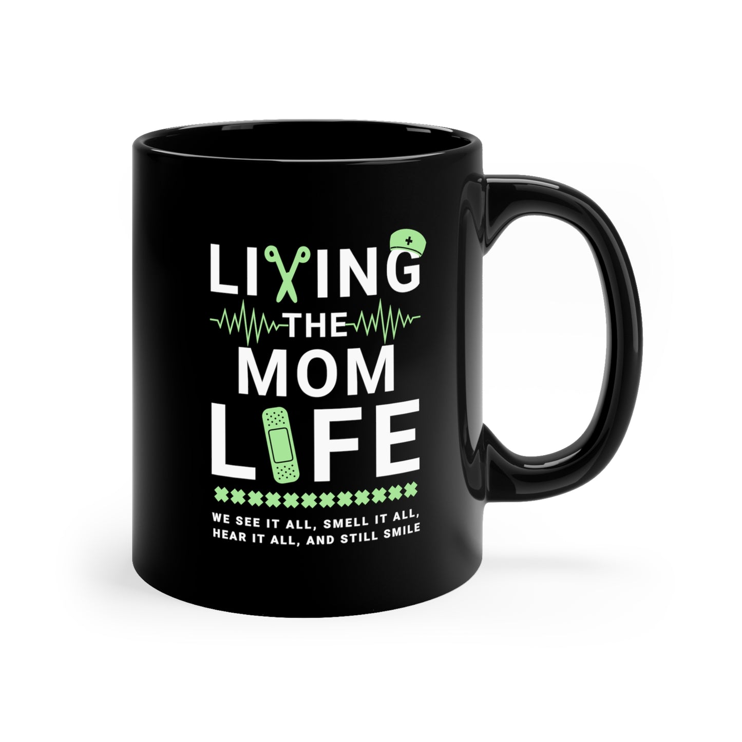 Coffee Mug - Living The Mom Life | Black | Ceramic 11oz | Microwave and Dishwasher Safe