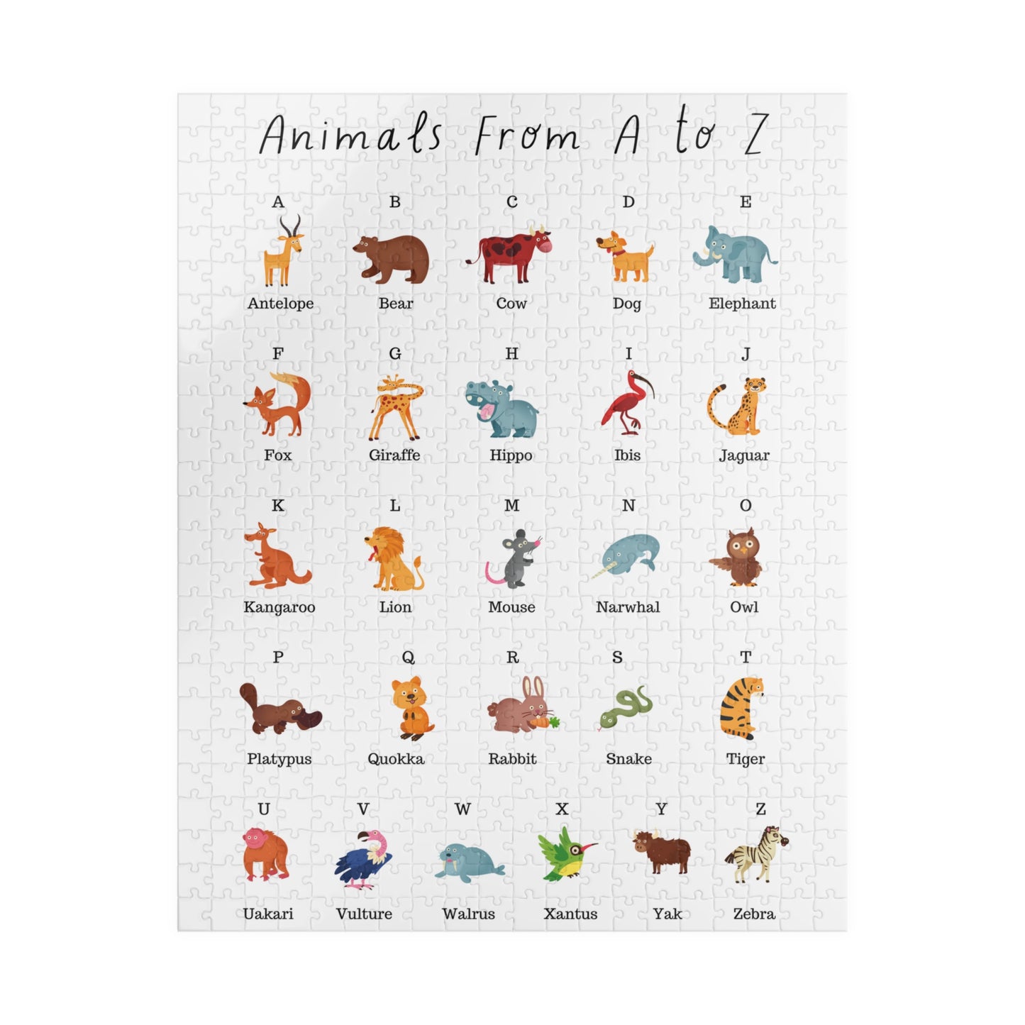 Jigsaw Puzzle - Alphabet Animals | A to Z | Reading and Spelling | Wall Decor