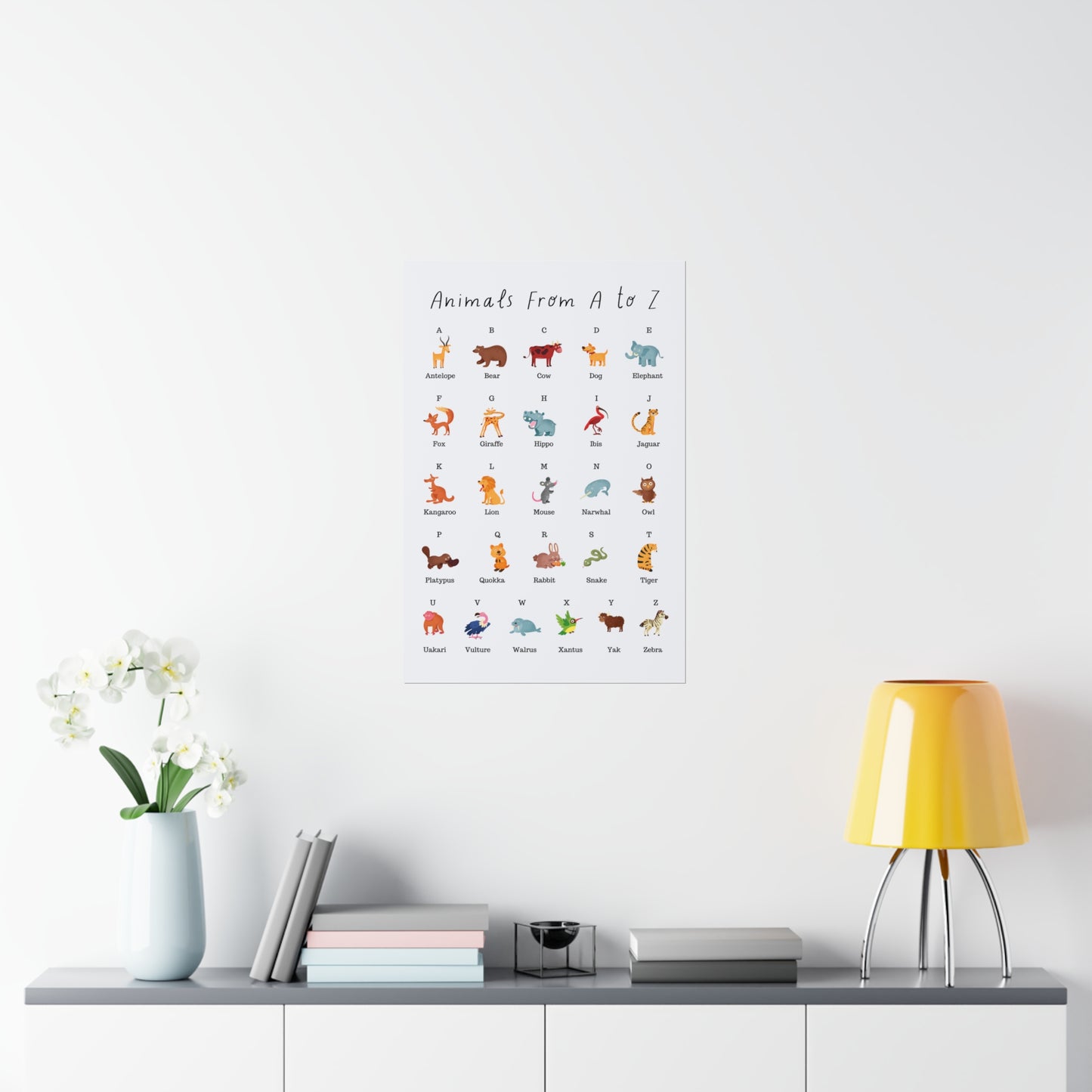 Poster - Alphabet Animals | A to Z | Reading and Spelling | Premium Matte Poster